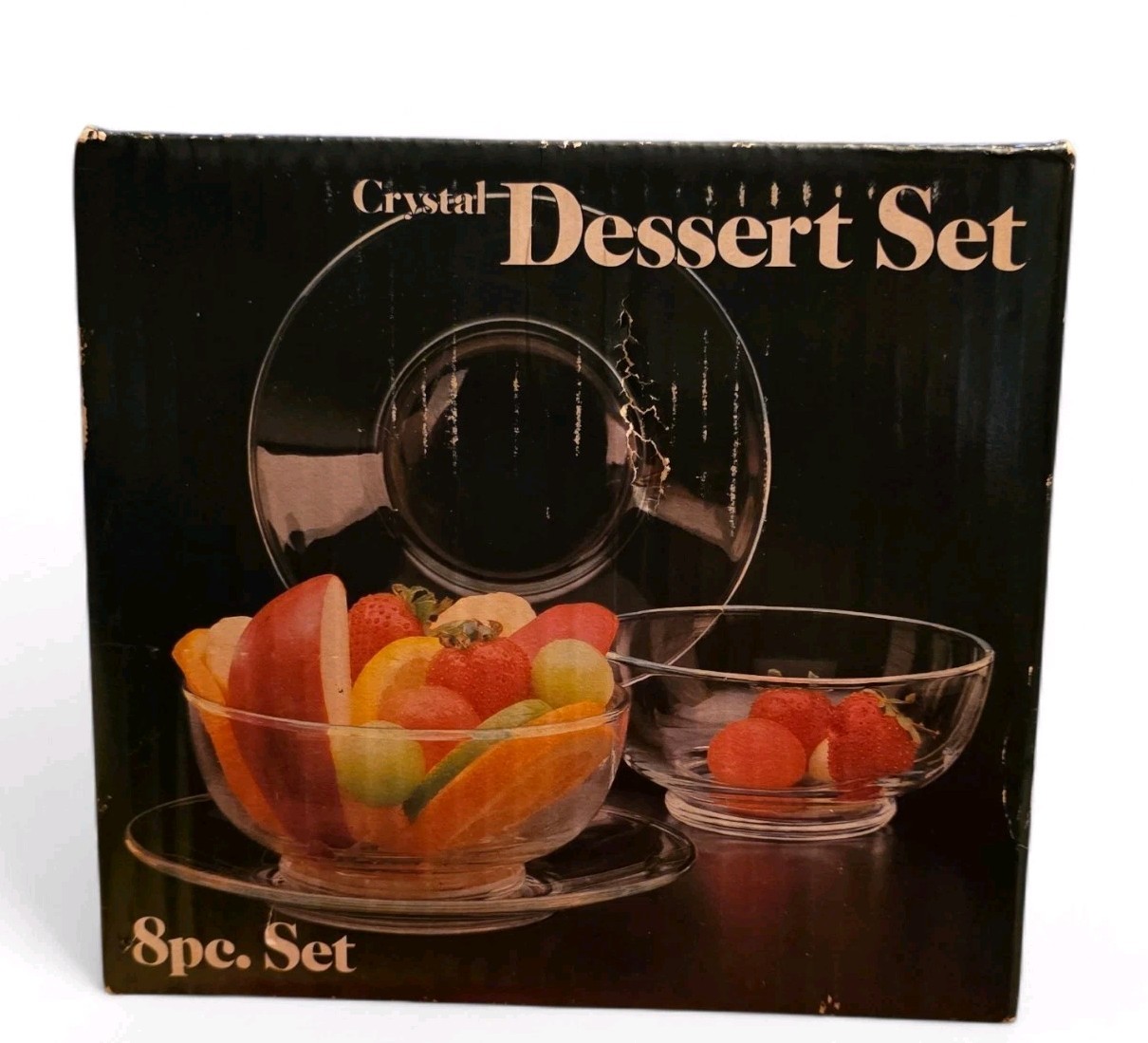 Vtg 80s Leonard Mfg Towle 8 Piece Crystal Dessert Set NIB Contemporary 1981 Vtg 80s Leonard Mfg Towle 8 Piece Crystal Dessert Set NIB Contemporary 1981