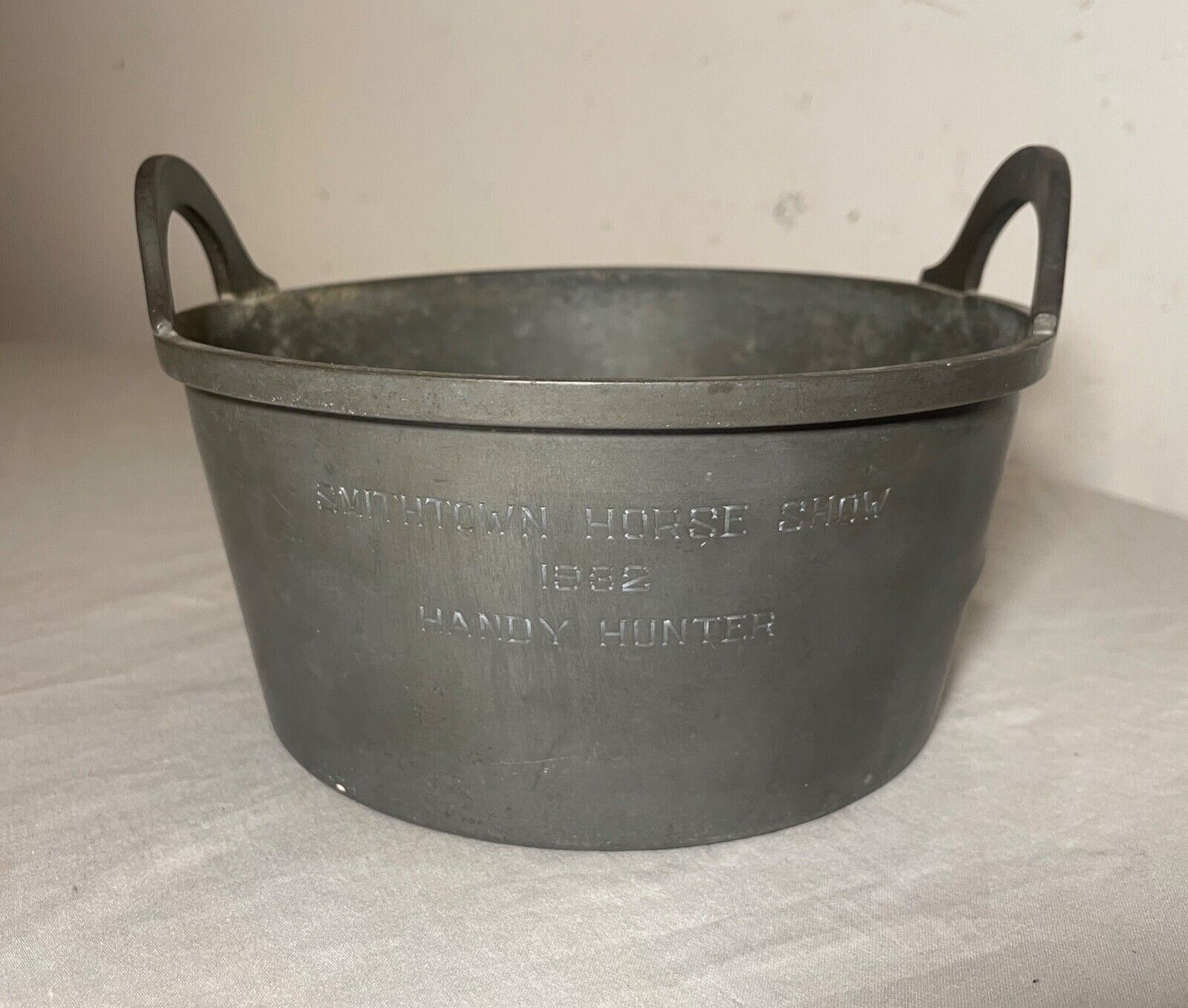 RARE antique 1932 Smithtown Horse Show pewter trough shaped trophy award