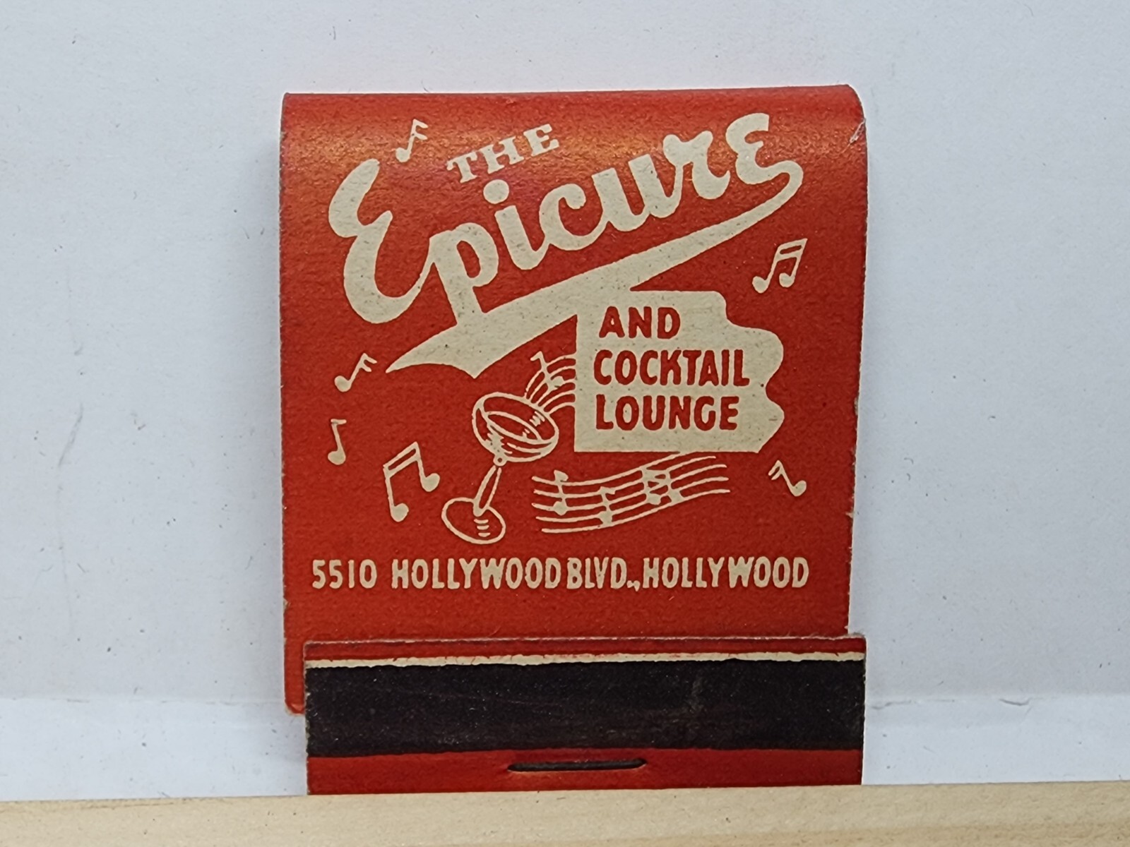 Rare Vintage Matchbook Cover - Epicure Cocktail Lounge 5510 Hollywood California