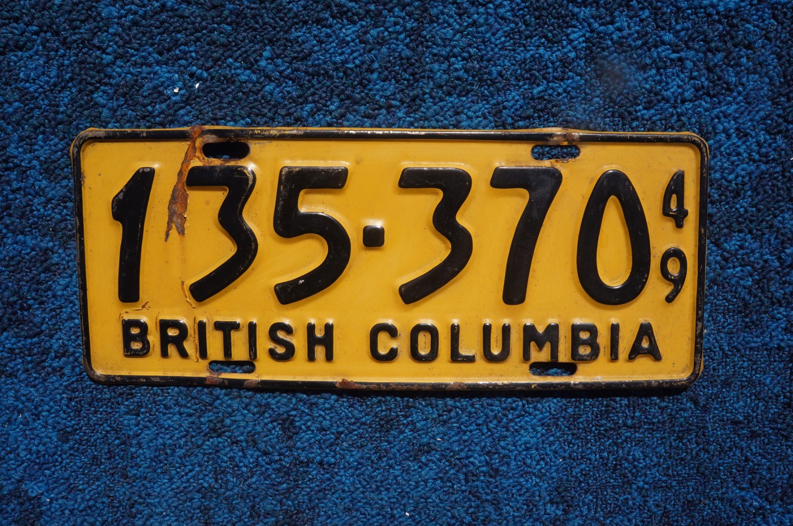 1949 BRITISH COLUMBIA Canada License Plate 1949 BRITISH COLUMBIA Canada License Plate