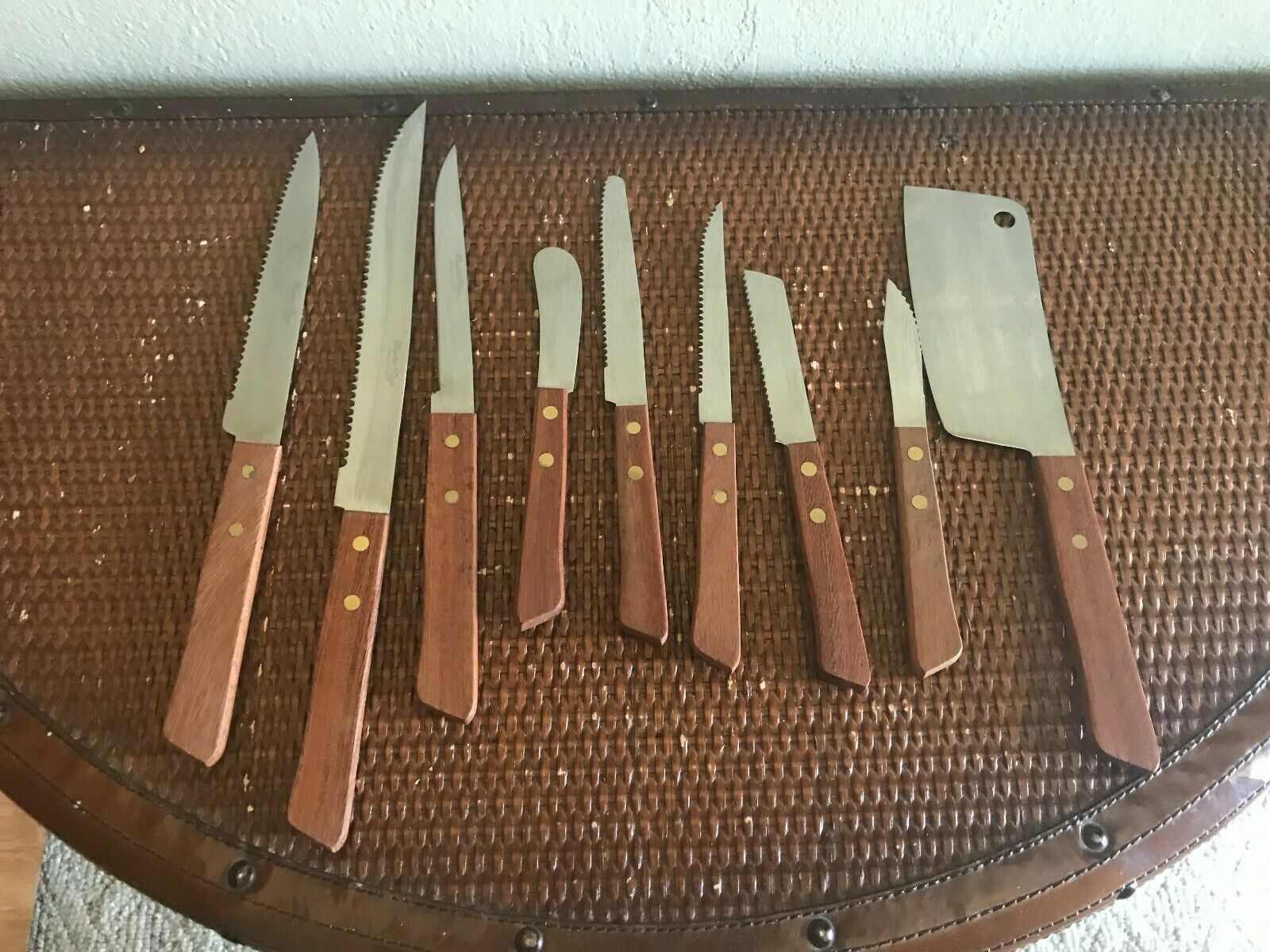 Vintage 9pc Frontier Forge Japan Kitchen Knife Set Master Carver J4