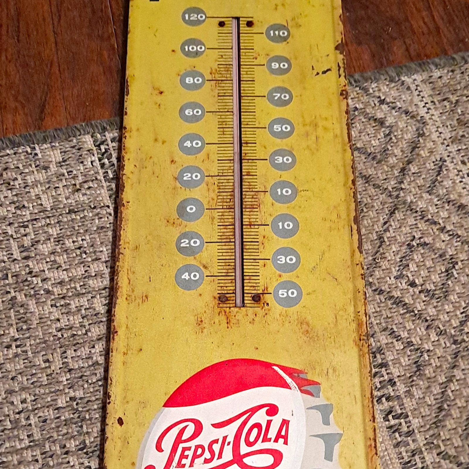 Original Vtg 1960s Say Pepsi Please Tin Metal Thermometer Advertising Sign 27”
