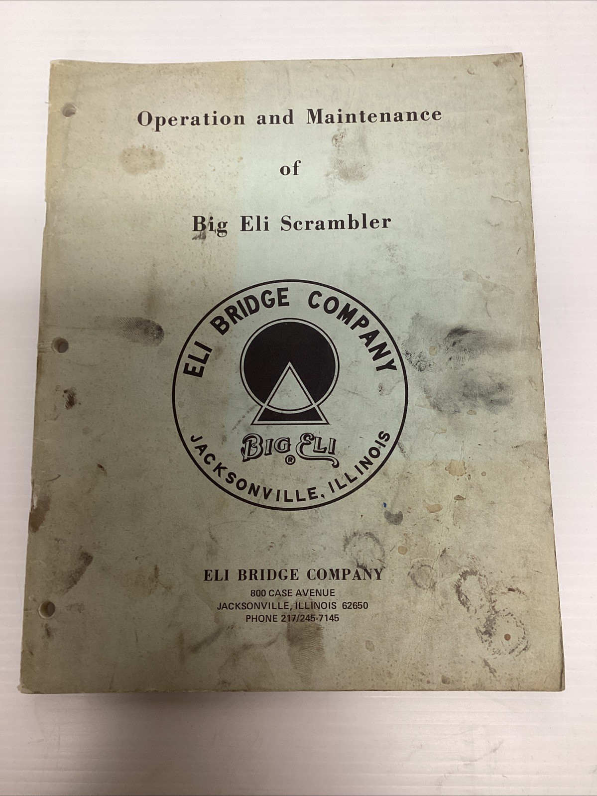 ELI BRIDGE COMPANY SCRAMBLER Amusement  Ride Operation/Maintenance Manual~1970s