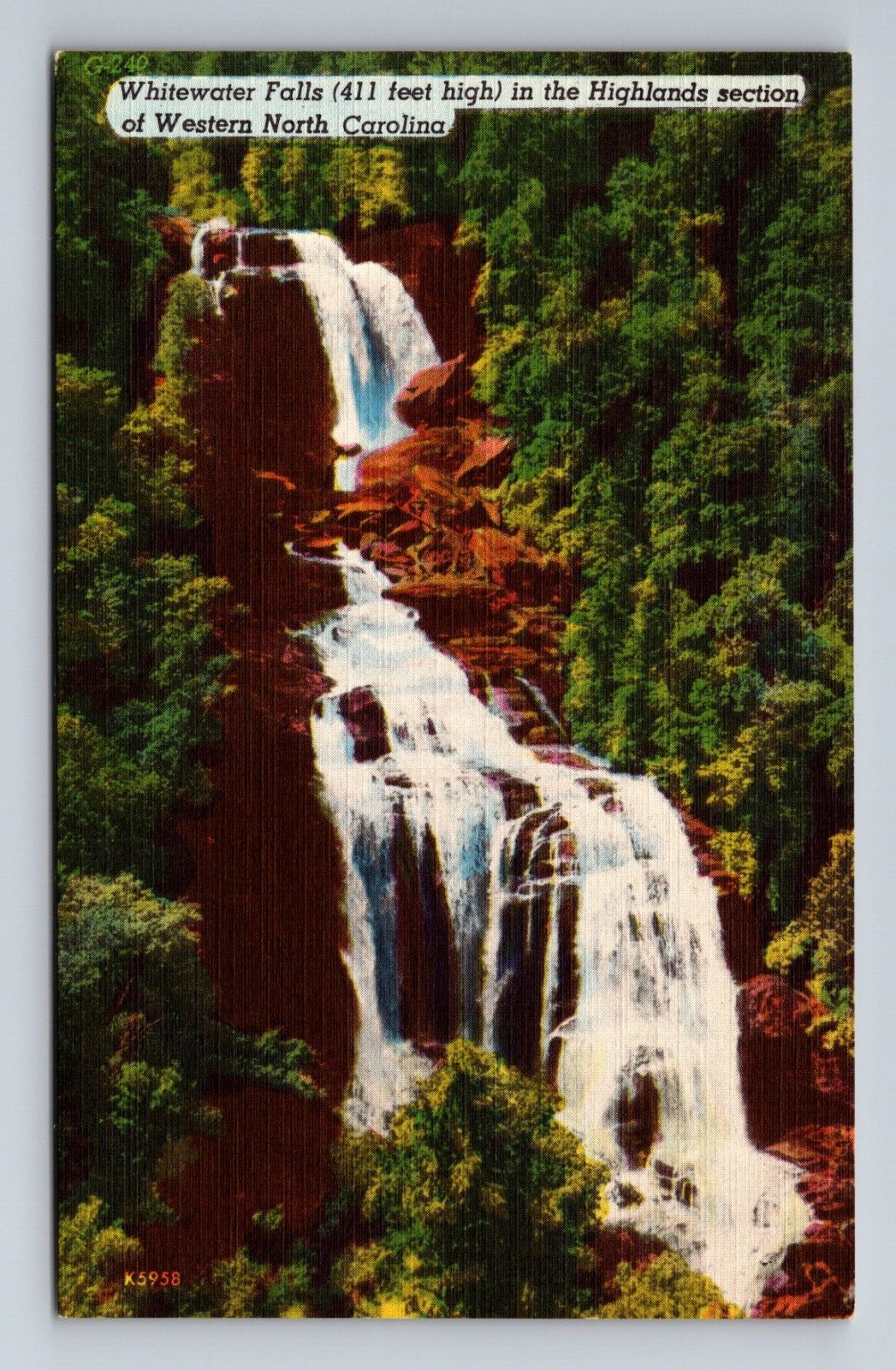Whitewater Falls Pisgah National Forest Highlands North Carolina Postcard