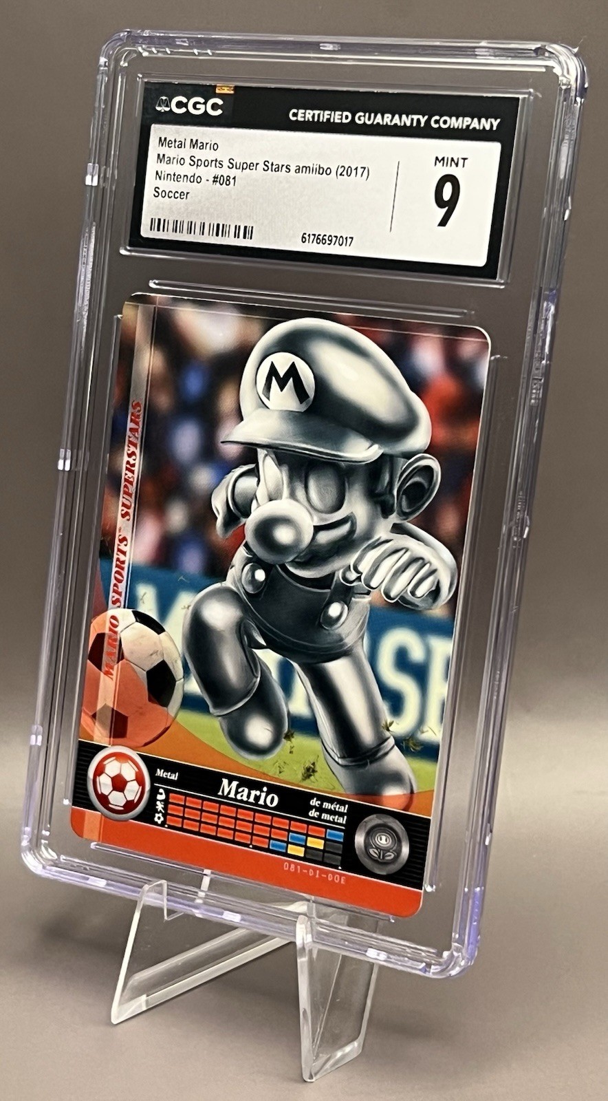 2017 Mario Sports Superstars Amiibo Card - #81 Metal Mario Soccer - CGC 9 MINT