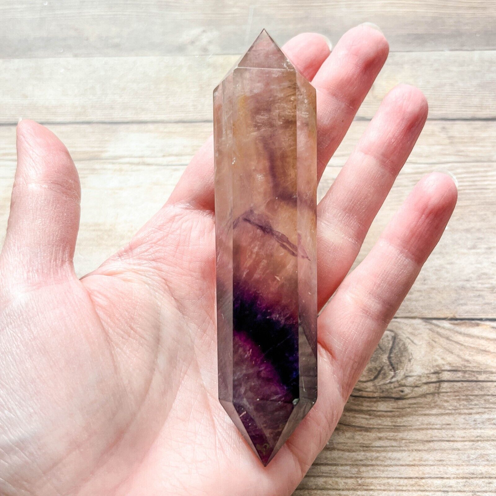 Fluorite Double Terminated Wand Crystal Two Points 114 g