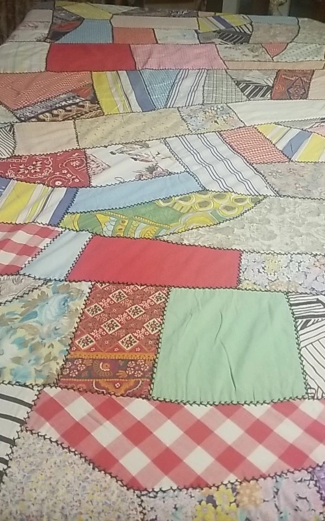 Antique Cotton Crazy Quilt,96