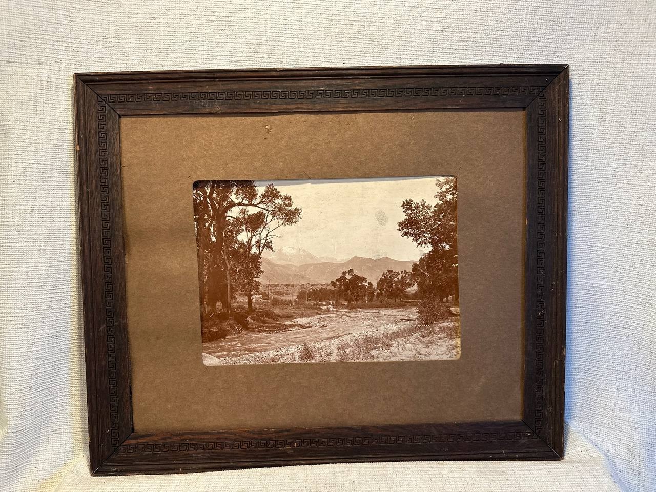 Framed Antique Sepia Landscape Photo Vintage Photograph 042 126