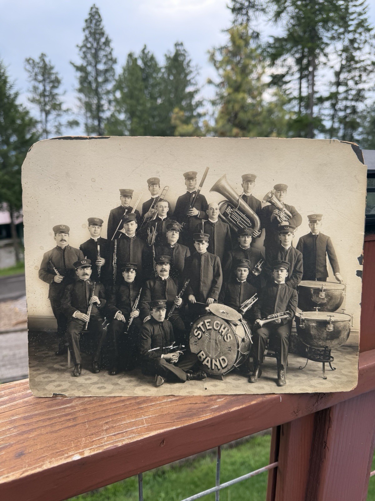Stech’s Band Group Portrait c1890s Young Musicians Cabinet Card Photo Marching