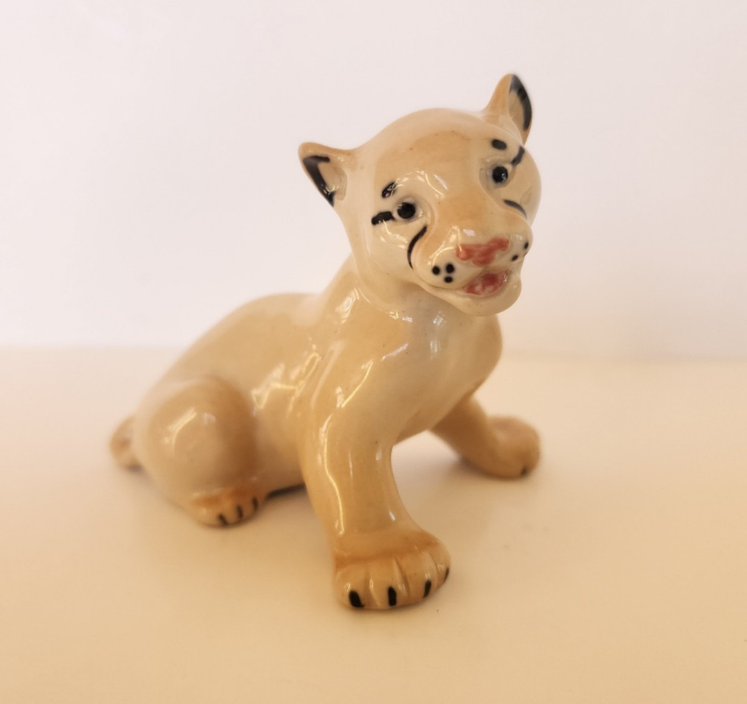 PORCELAIN Figurine LION light brown.Hand Painted