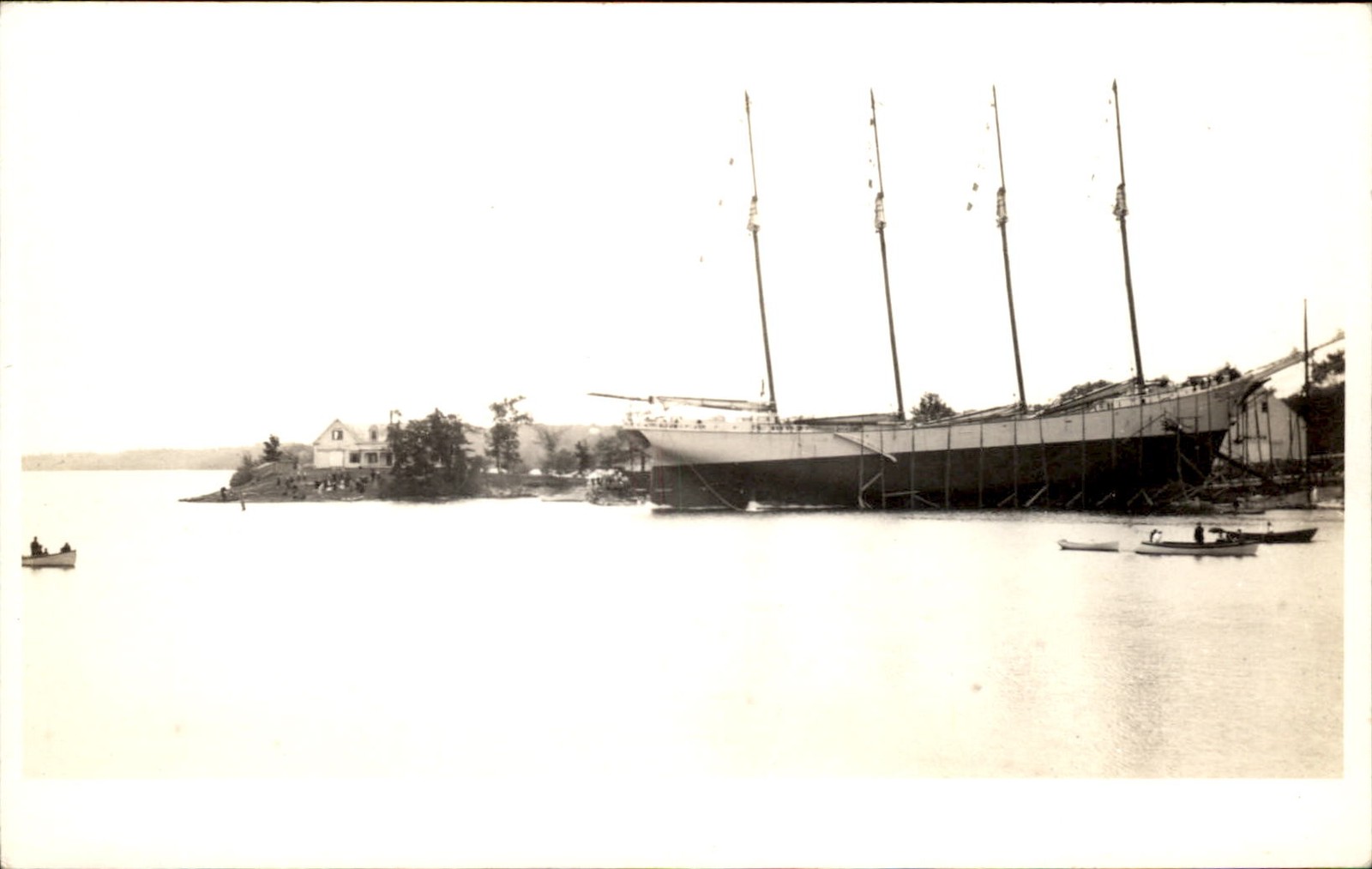 Newcastle Maine ME Sailing Schooner Ship c1900s-10s Real Photo Postcard