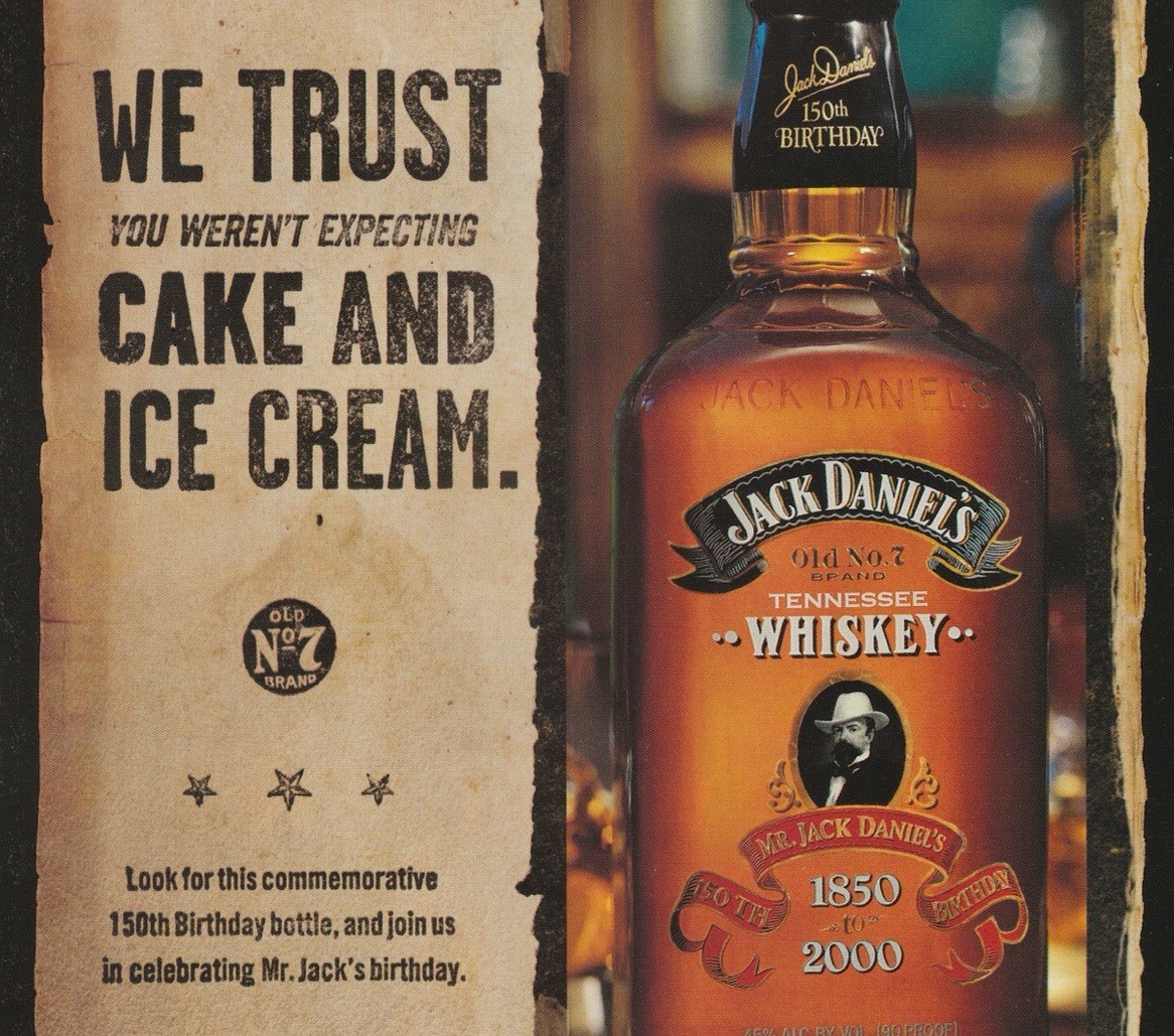 VTG 1999 Jack Daniel’s Whiskey Original 150th Birthday Print Ad 21x28cm MAX 23