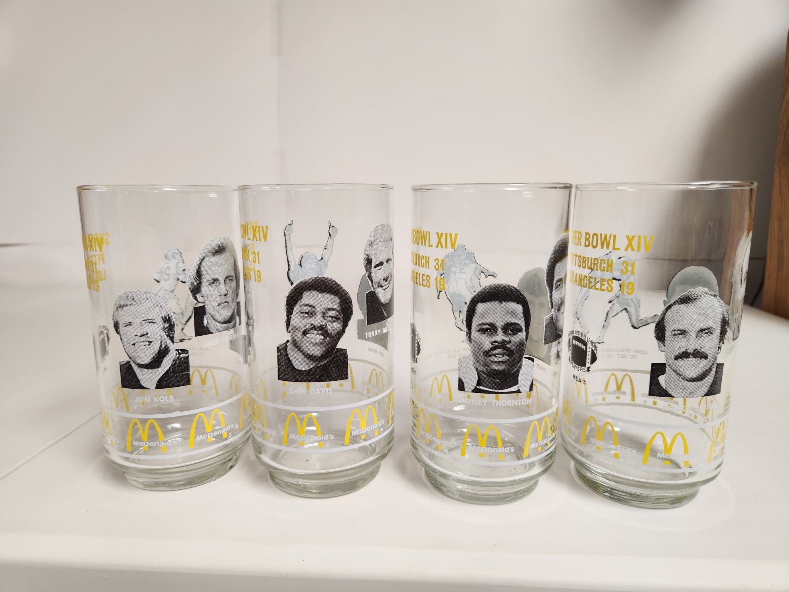 Vintage 1980 Pittsburgh Steelers Super Bowl XIL McDonald\'s Glasses. Set of All 4