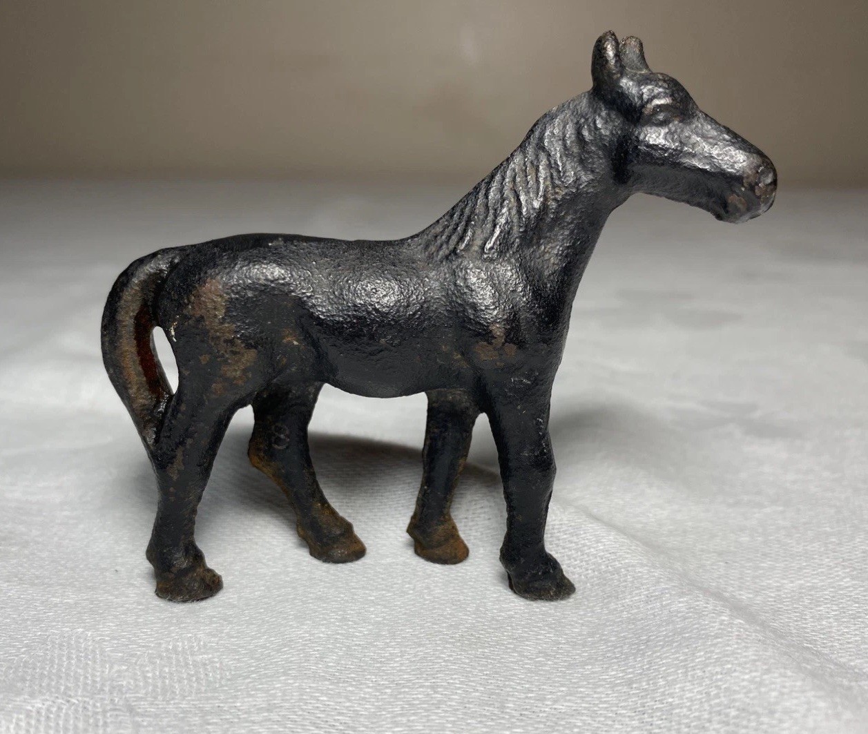 Vintage Cast Iron Horse Figurine Black Patina Decorative Collectible Sculpture