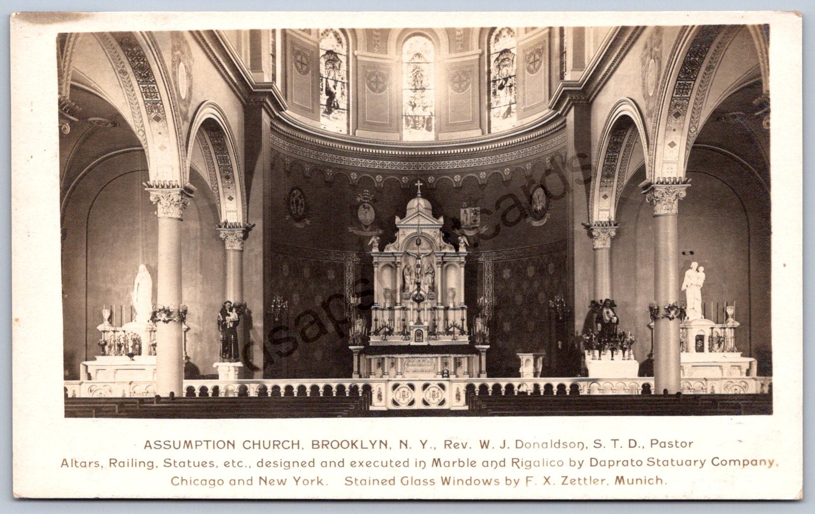 K32/ Brooklyn New York RPPC Postcard c1919 Interior Assumption Church 505