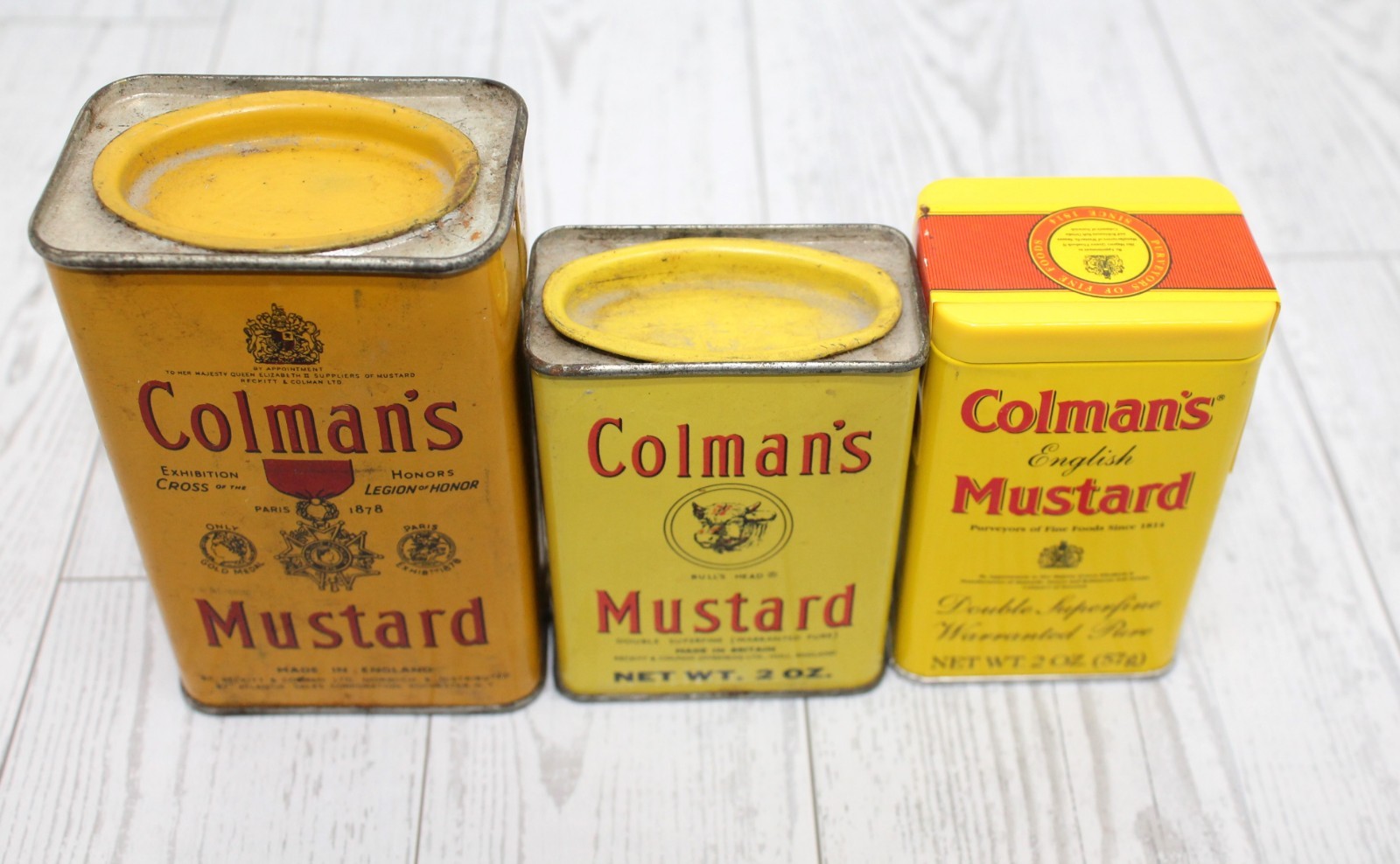 Vintage Colman\'s Mustard Tin Lot of 3 English Mustard Advertising Tins