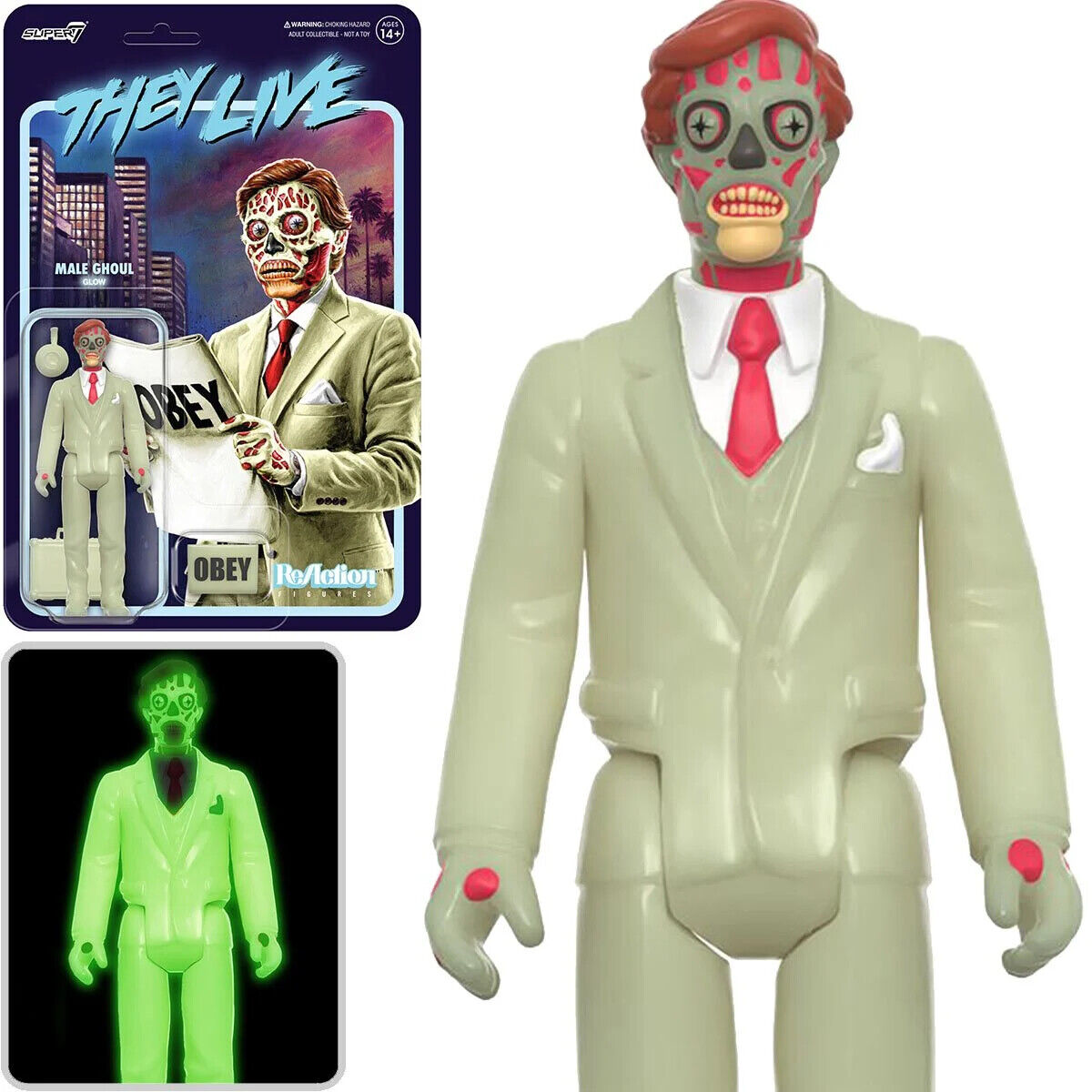 Male Ghoul They Live Glow Super7 Reaction Action Figure