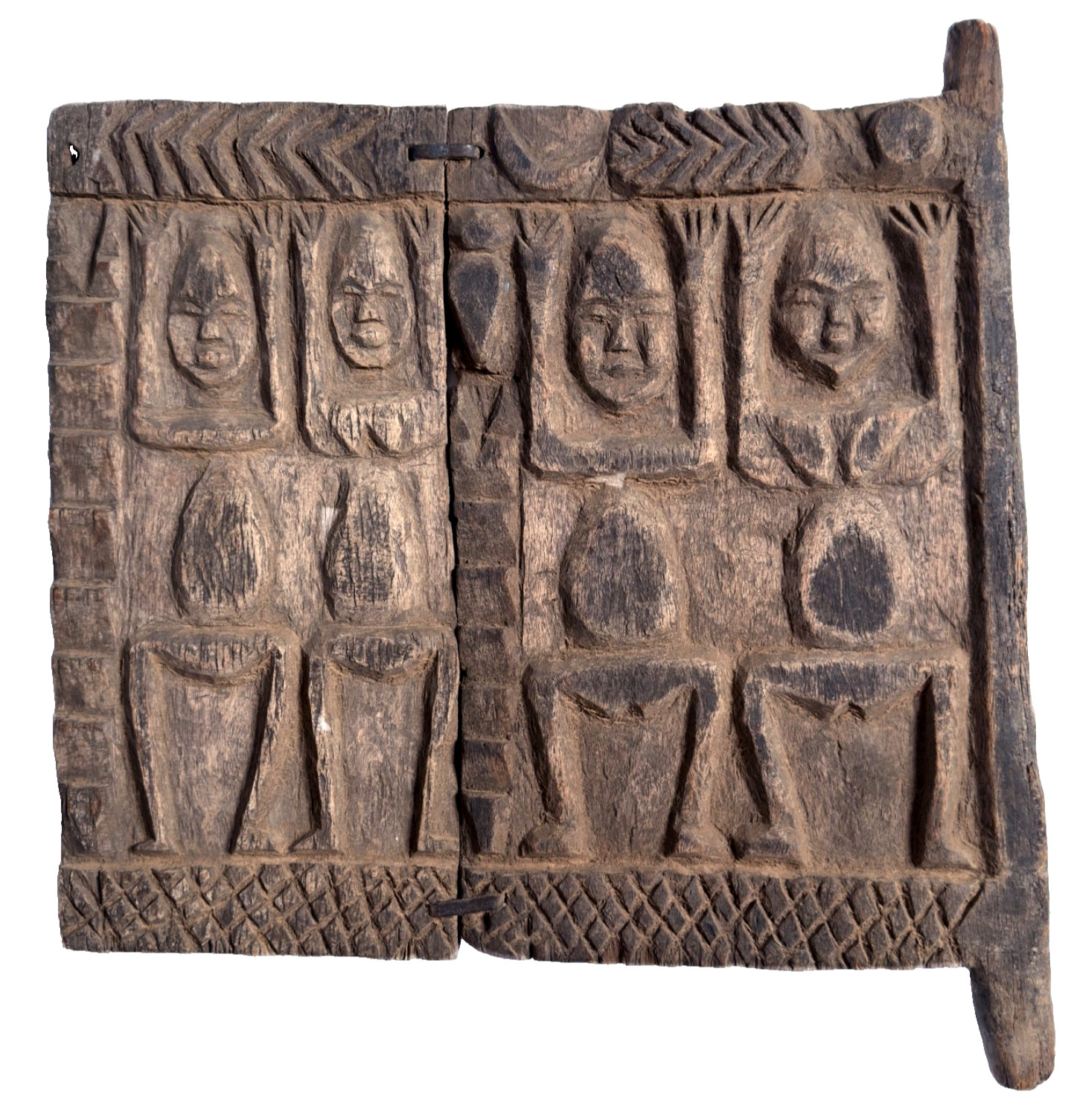 Vintage Dogon Granary Shutter Mali African Art Carved Nommo Ancestors COA