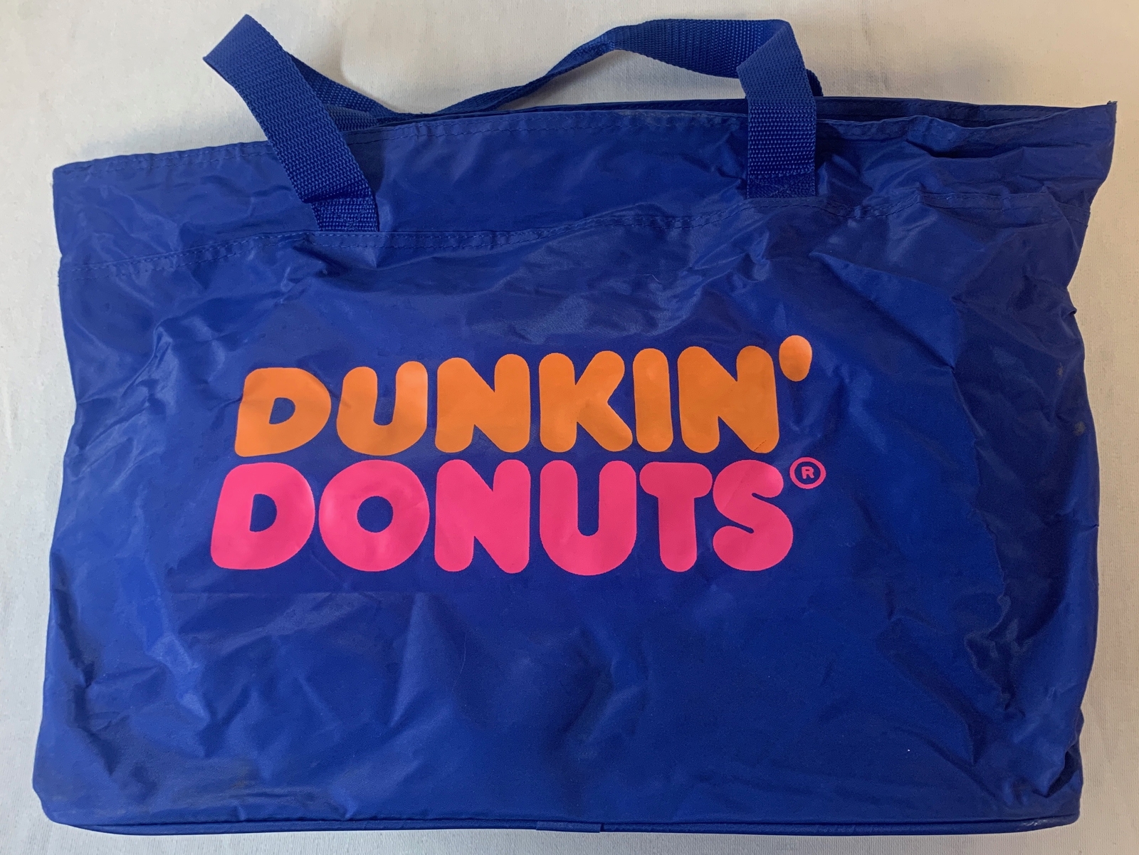older DUNKIN DONUTS blue carry bag ~ 7x12x15