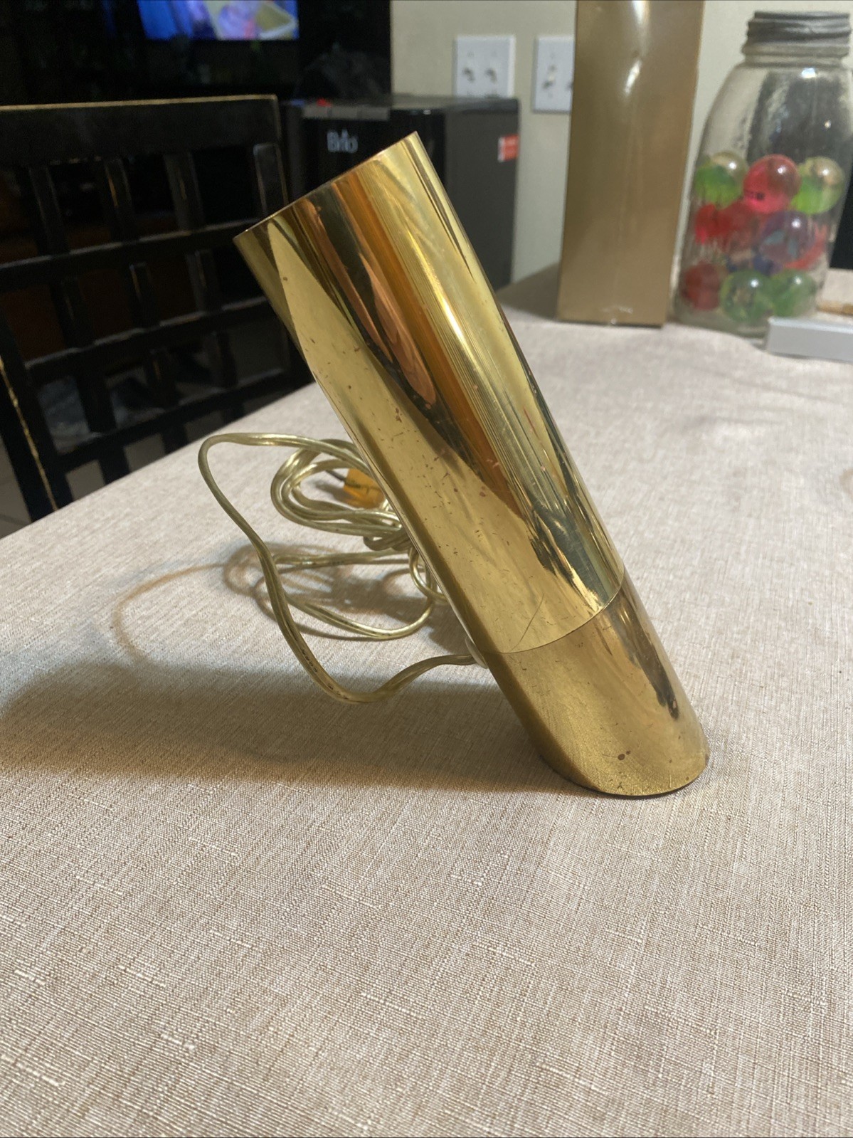 EUC Vintage MCM Underwriters Laboratories Portable Brass Lamp Spot Light