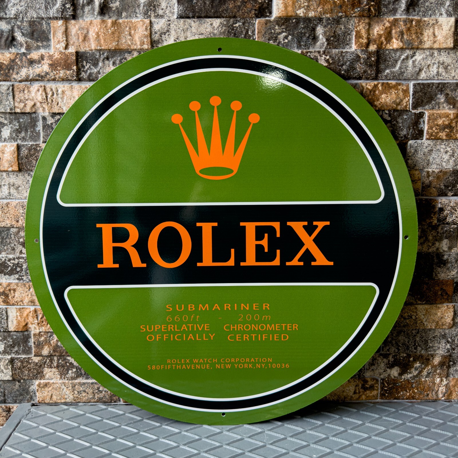 Rolex Submariner Green Round Vintage Style Plaq Heavy Metal Sign - 