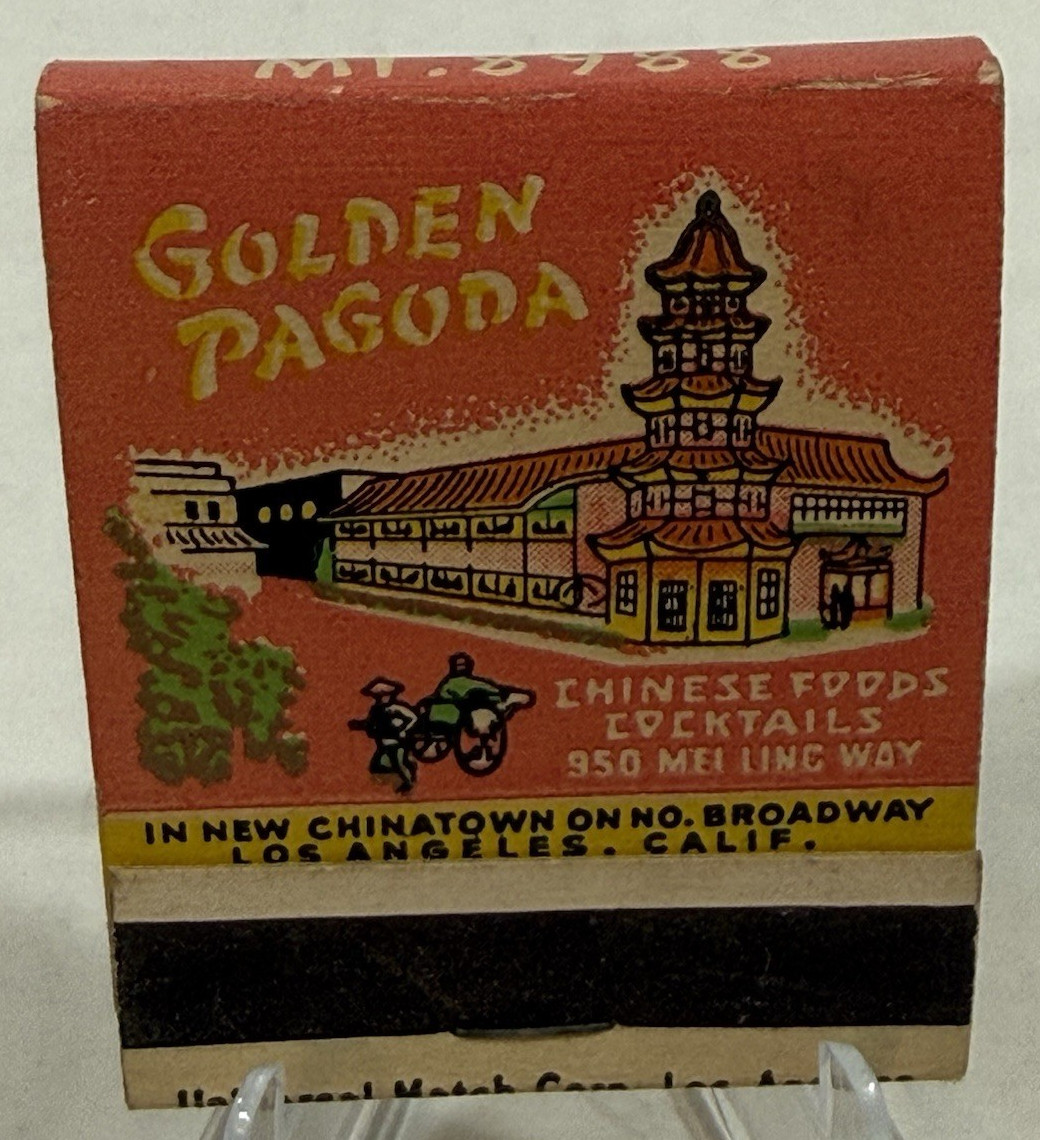 Vintage Golden Pagoda Chinese Food Los Angeles California Unstruck Matchbook