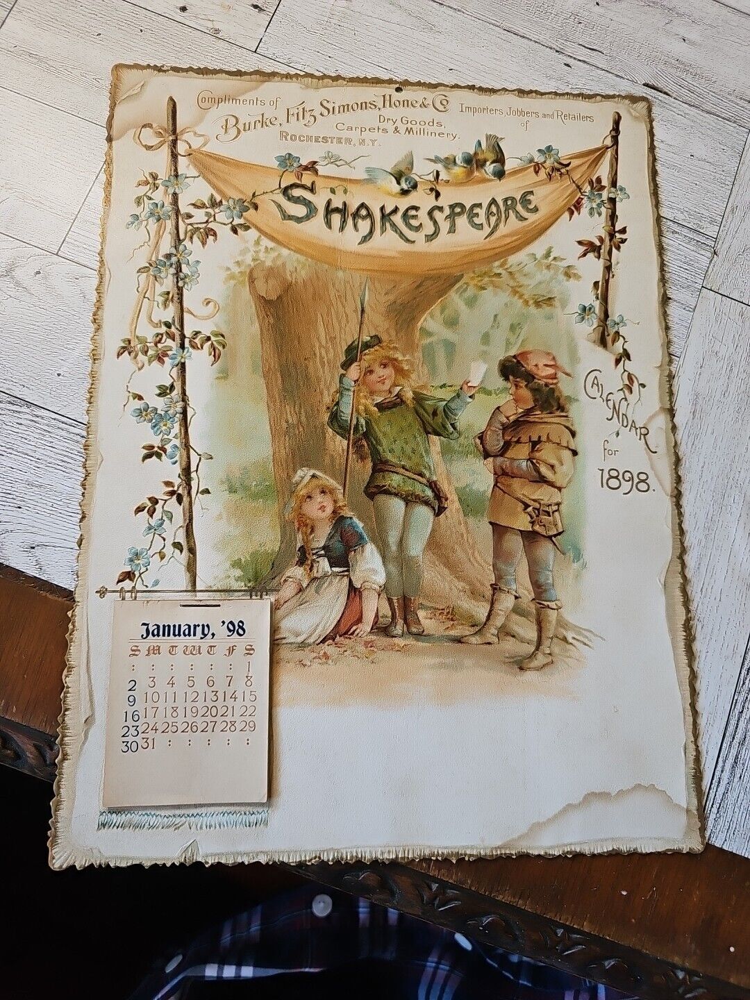Beautiful Chromolithograph 1898 Calendar \