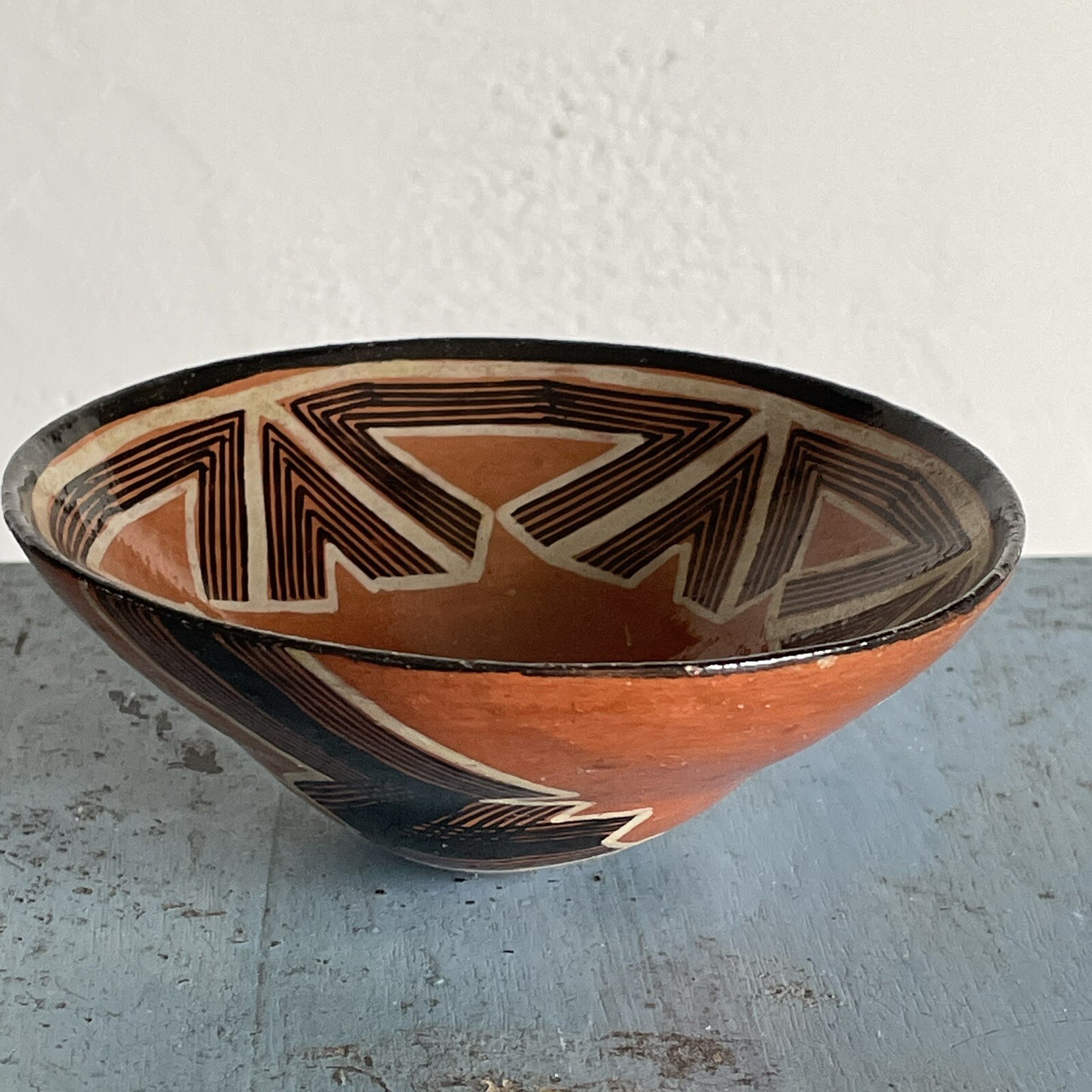 Vtg Kichwa Quichua Quechua Pottery Mucawa Drinking Cup Bowl Indigenous Ecuador