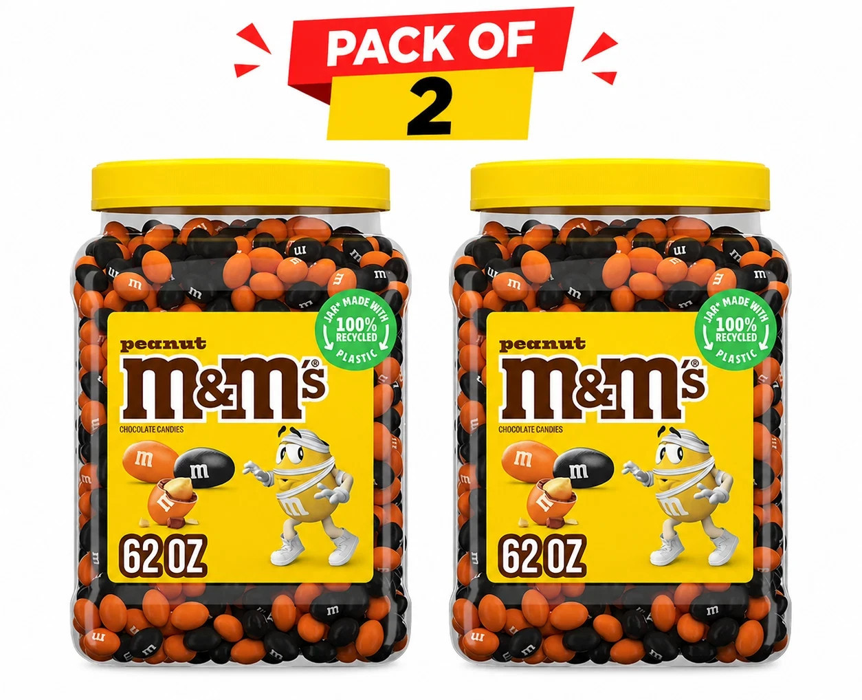 M&M'S Peanut Milk Chocolate Halloween Candy 62 oz 2 Pack Seasonal Party Treats