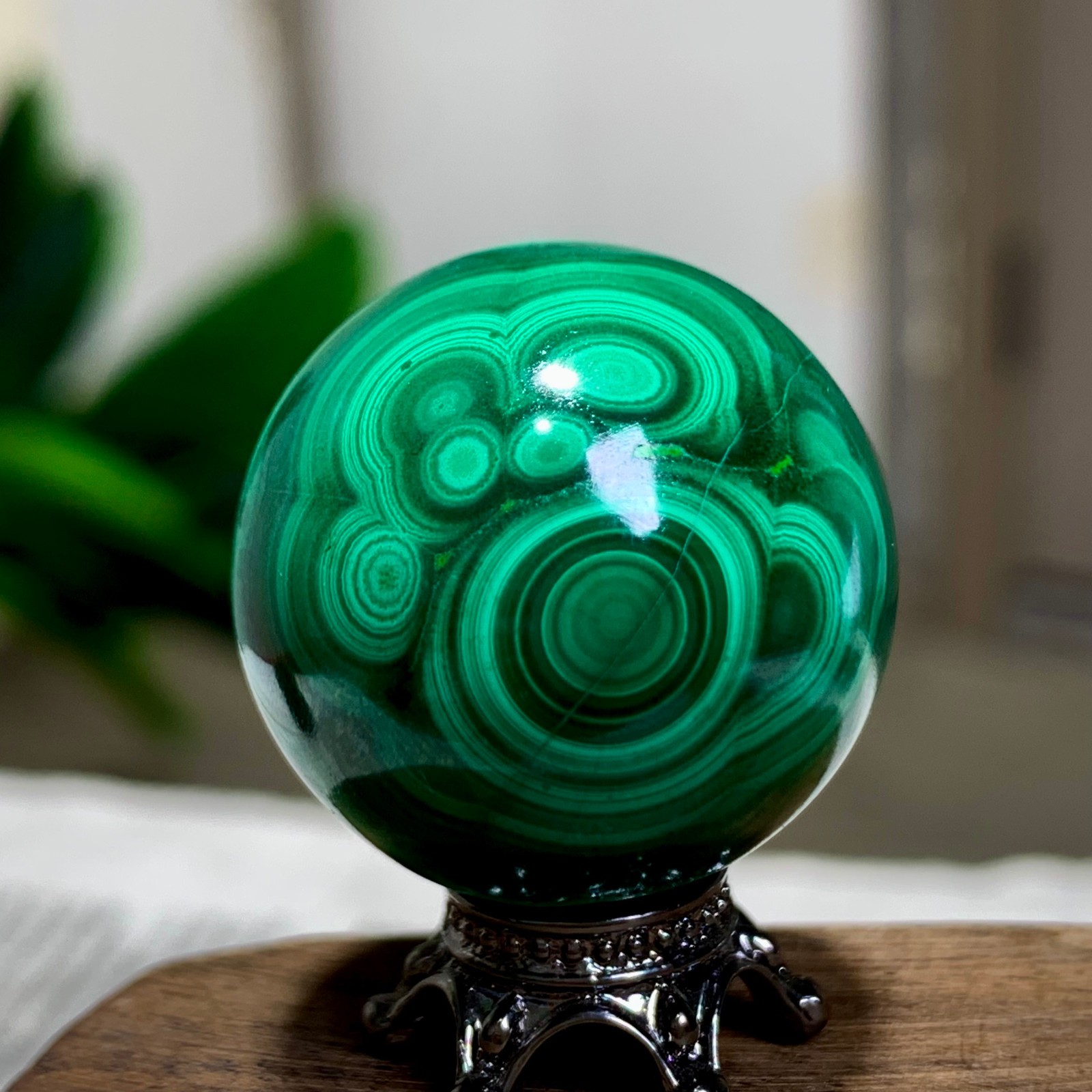 36G Rare Natural Malachite quartz hand Carved ball Crystal Healing