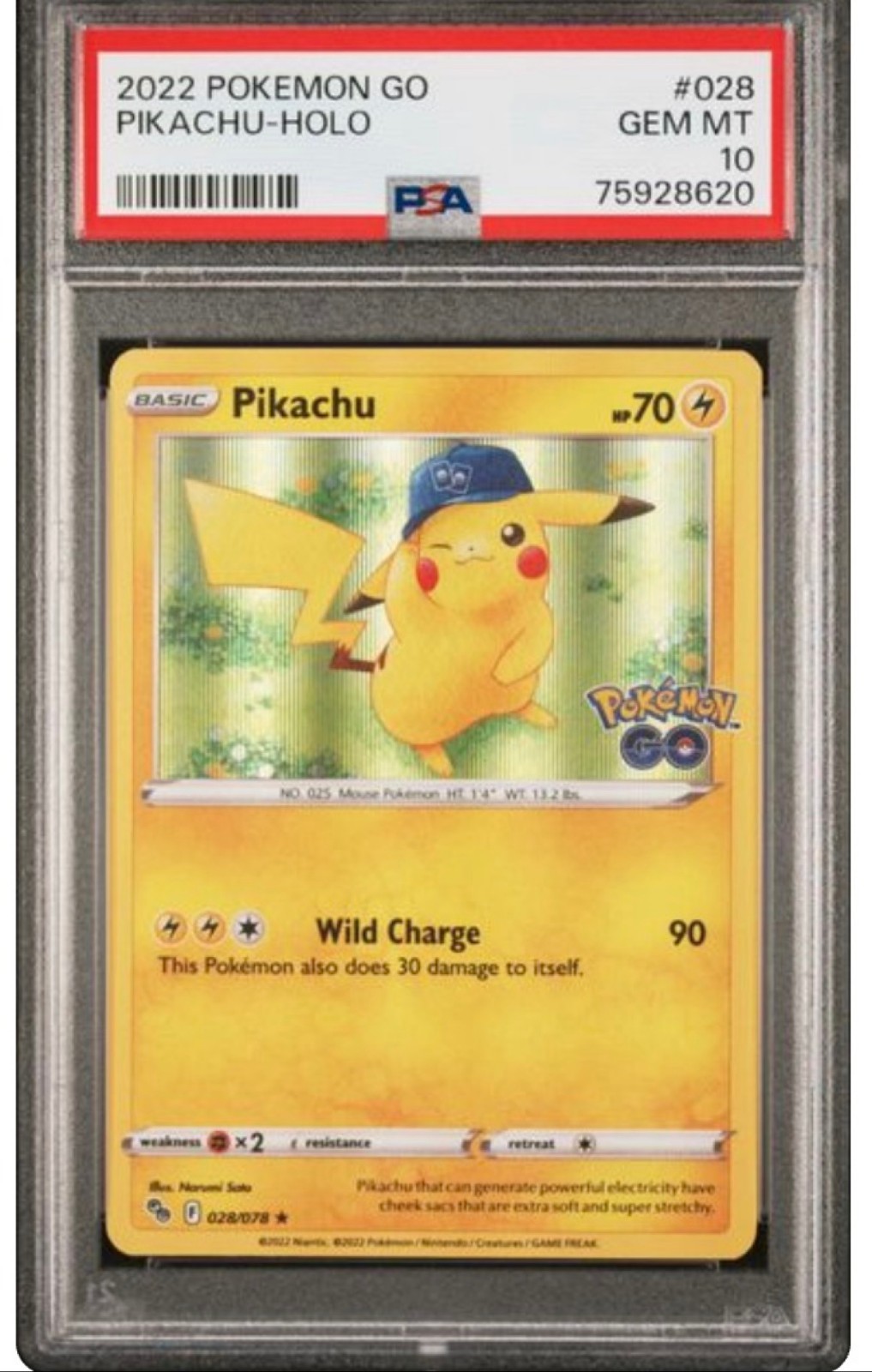 2022 Pokemon Go #028 Pikachu-Holo PSA 10 GEM MINT 2022 Pokemon Go #028 Pikachu-Holo PSA 10 GEM MINT