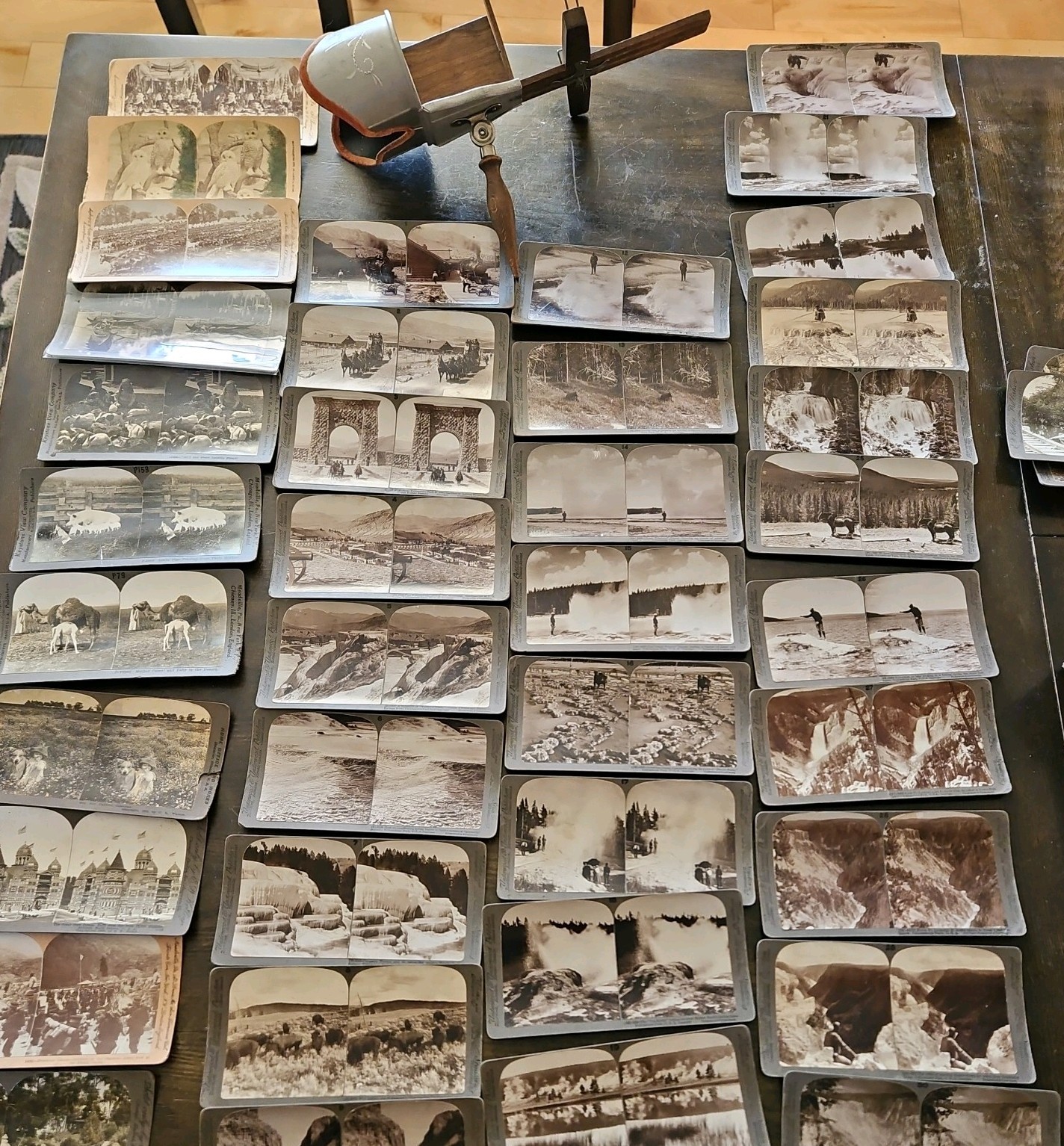 Antique Stereoscope Card Viewer With Yellowstone National Park Cards And More Antique Stereoscope Card Viewer With Yellowstone National Park Cards And More
