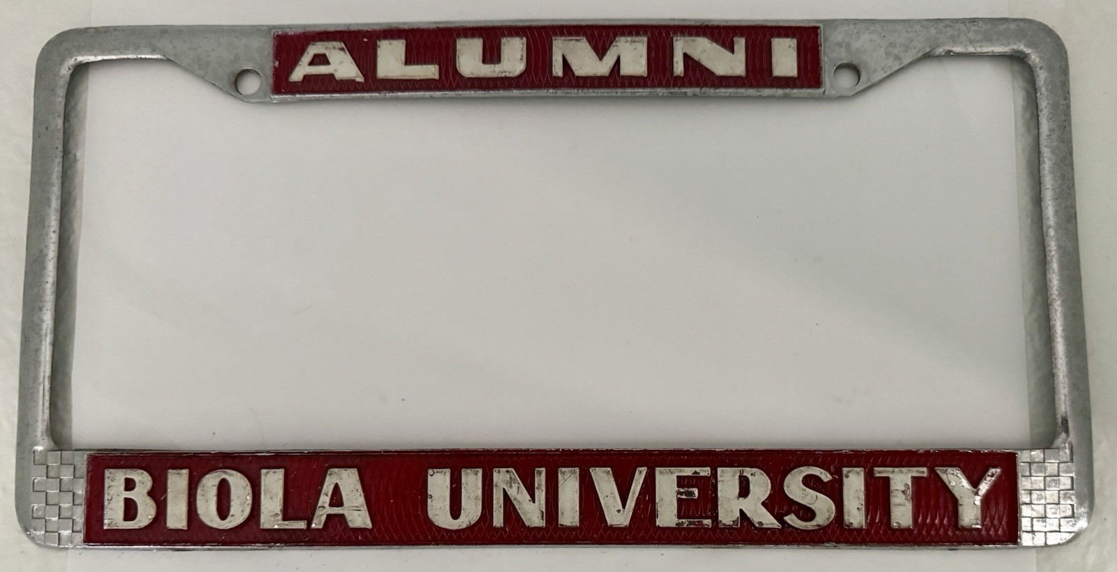 Vintage Biola University California Alumni Metal License Plate Frame Holder