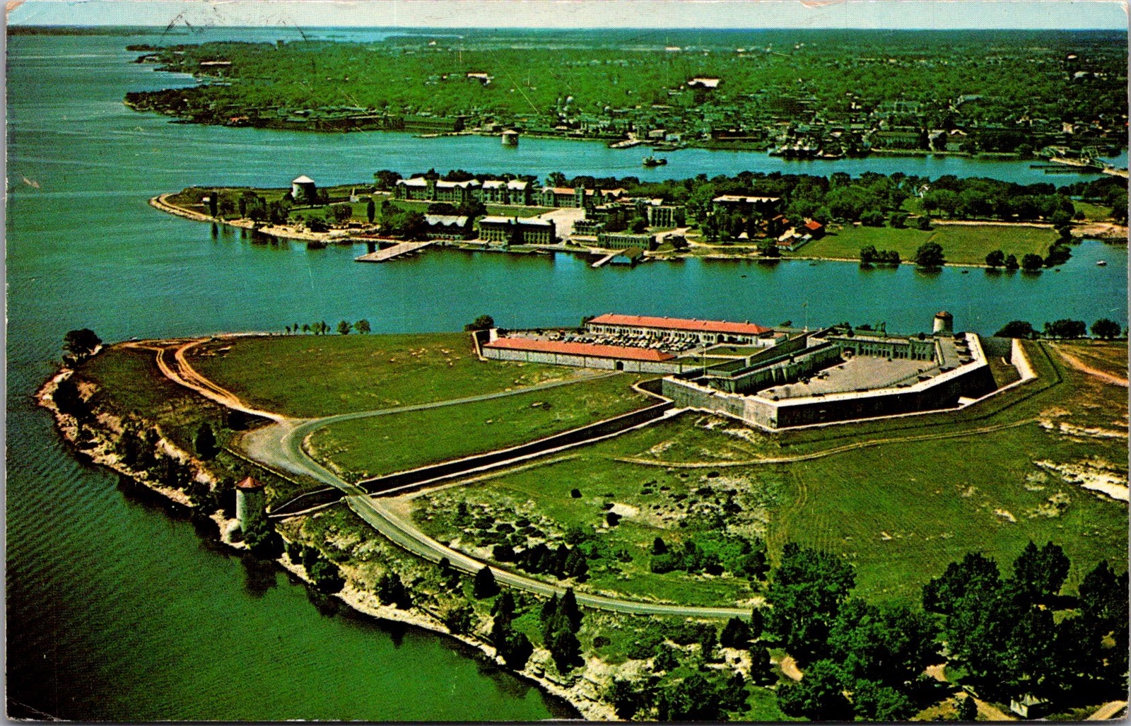 Old Fort Henry Kingston Ontario Canada Aerial View Stamp Vintage Postcard