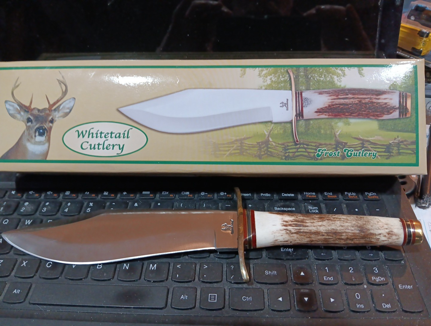 Frost CUTLERY Whitetail  Bowie Knife STAG HANDLE WT-073 12 8in. Overall Length.
