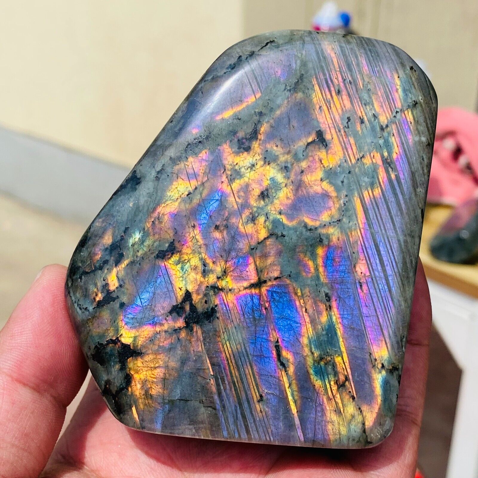 500g  Amazing Natural Purple Labradorite Quartz Crystal Specimen Healing