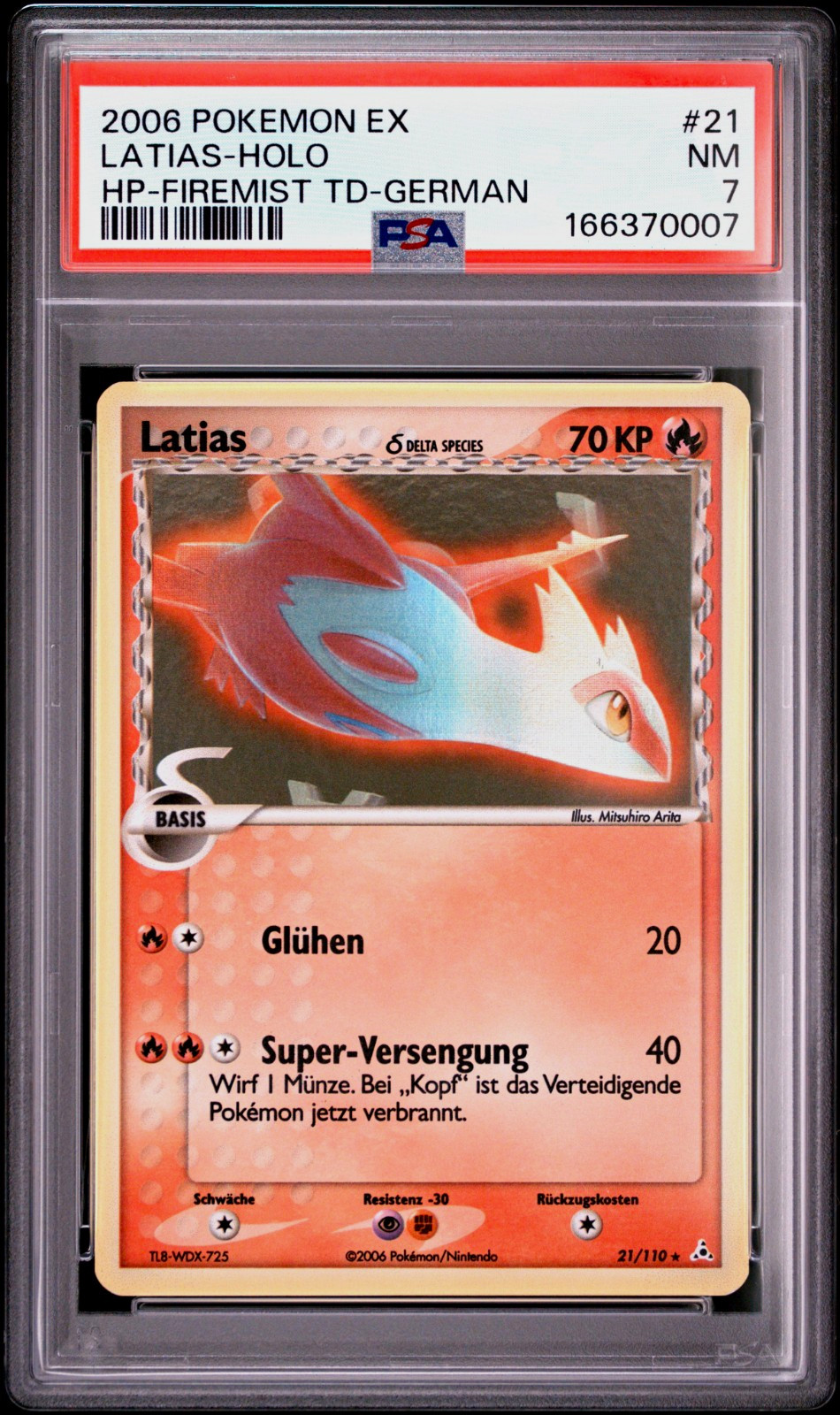 POP 1 PSA 7 Latias Ex Delta Species 21/110 Holo German/Deutsch Pokemon Near Mint