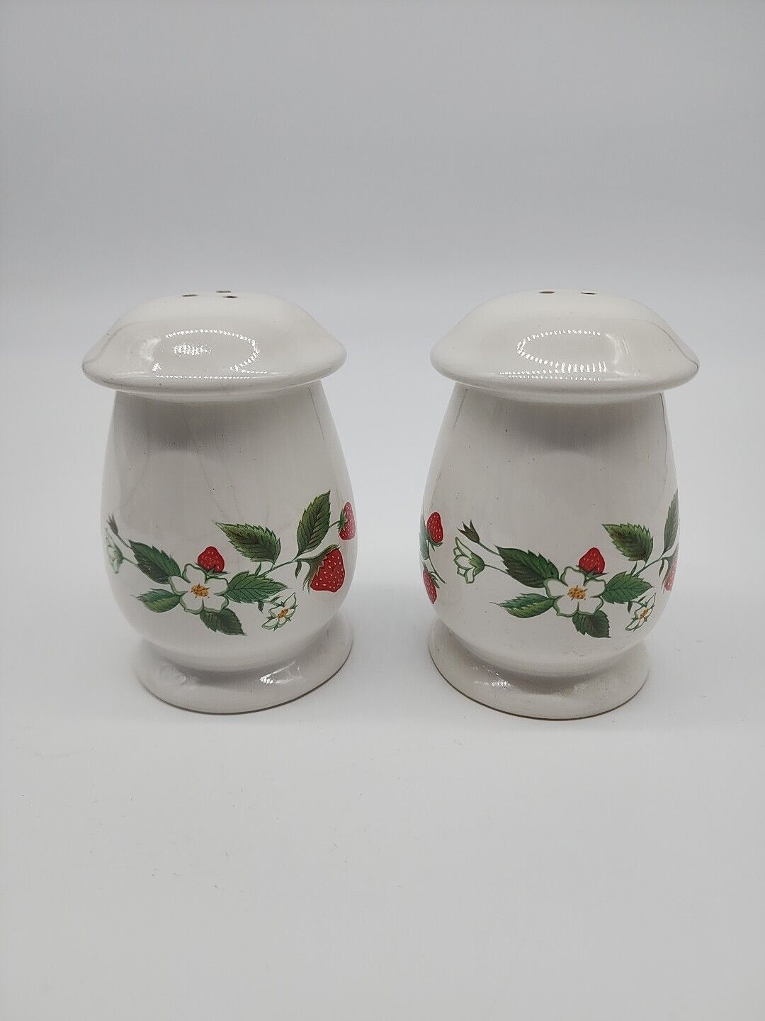 Vintage Strawberry Floral Ceramic Salt and Pepper Shakers  Large 3.5