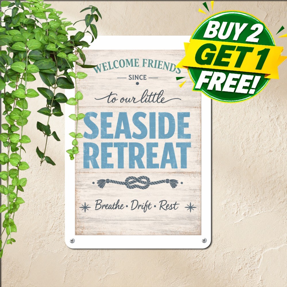 Custom Beach House Metal Sign Personalized Welcome Plaque Tin Decor 8x12