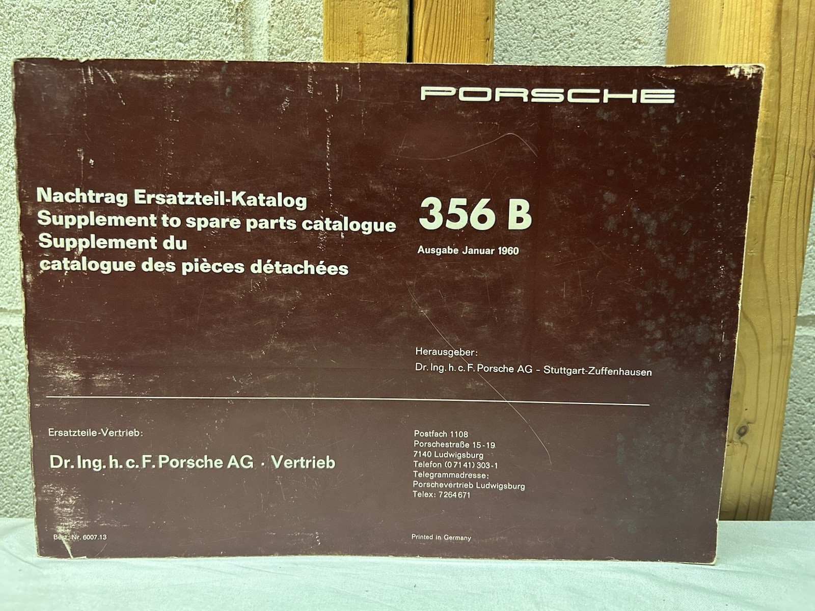 1960 Porsche Supplement to Spare Parts Catalogue~356B~Rare