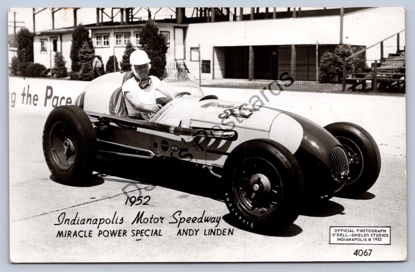 K59/ Indianapolis 500 Indiana RPPC Postcard Race Car 1952 Andy Linden 265