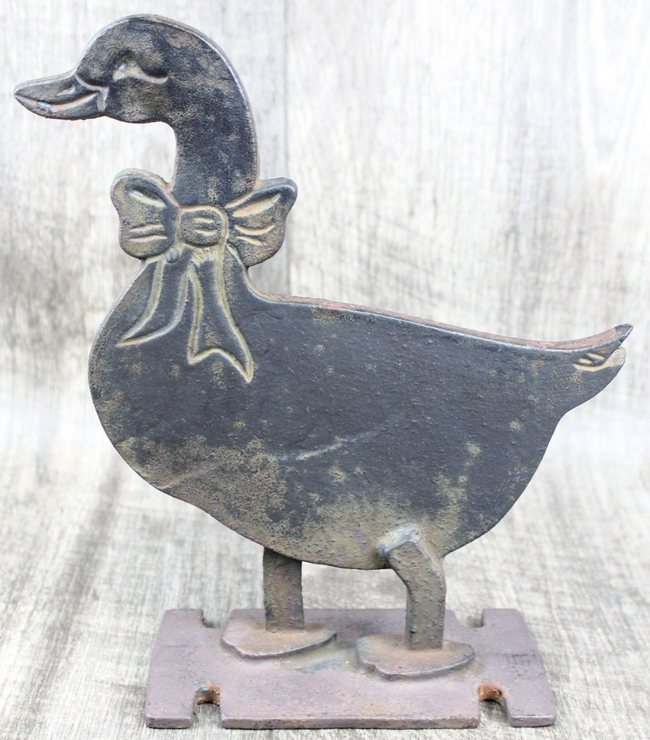 1988 UPPER DECK CAST IRON DUCK GOOSE BOOT SCRAPER DOORSTOP 10.5 INCHES TALL