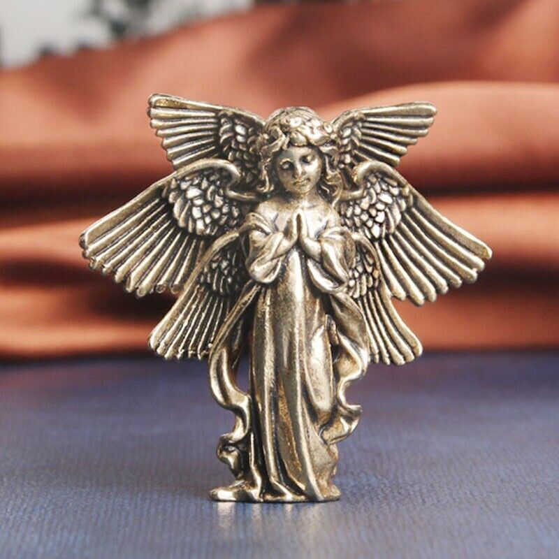Solid Brass Angel Figurine Small Statue House Office Desktop Decoration Toys
