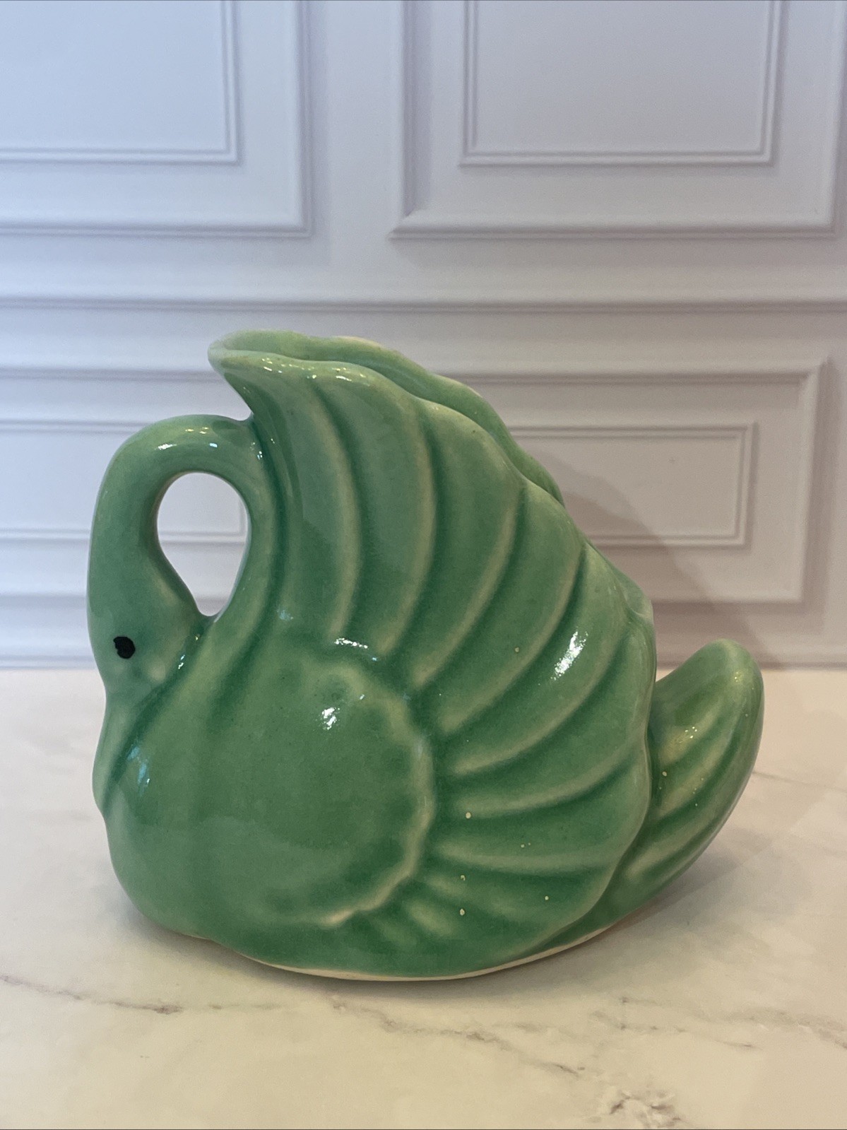Vintage Art Deco Celadon Green Swan Art Pottery Planter 4” Mid Century Modern