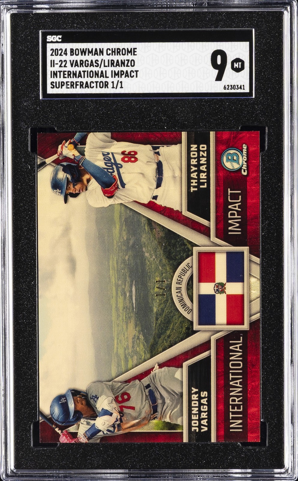 2024 BOWMAN CHROME INTERNATIONAL IMPACT SUPERFRACTOR #II-22 VARGAS/LIRANZO SGC 9