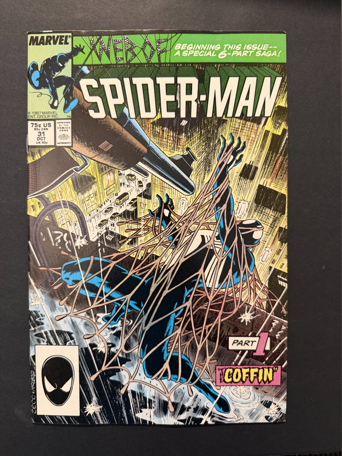 Web of Spider-Man #31 1987 KEY Kravens Last Hunt Part 1 Mike Zeck NM 9.0 Web of Spider-Man #31 1987 KEY Kravens Last Hunt Part 1 Mike Zeck NM 9.0
