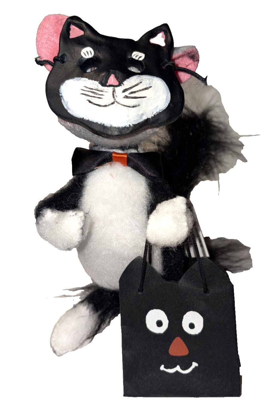 Annalee Doll Trick Or Treat Mouse in Cat Mask Costume and Bag Open Eyes 6\