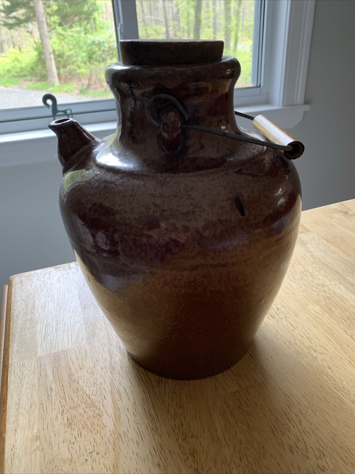 Antique Chinese Shinxi Brown Ceramic Stoneware Jug Vinegar Wine Late 19th C