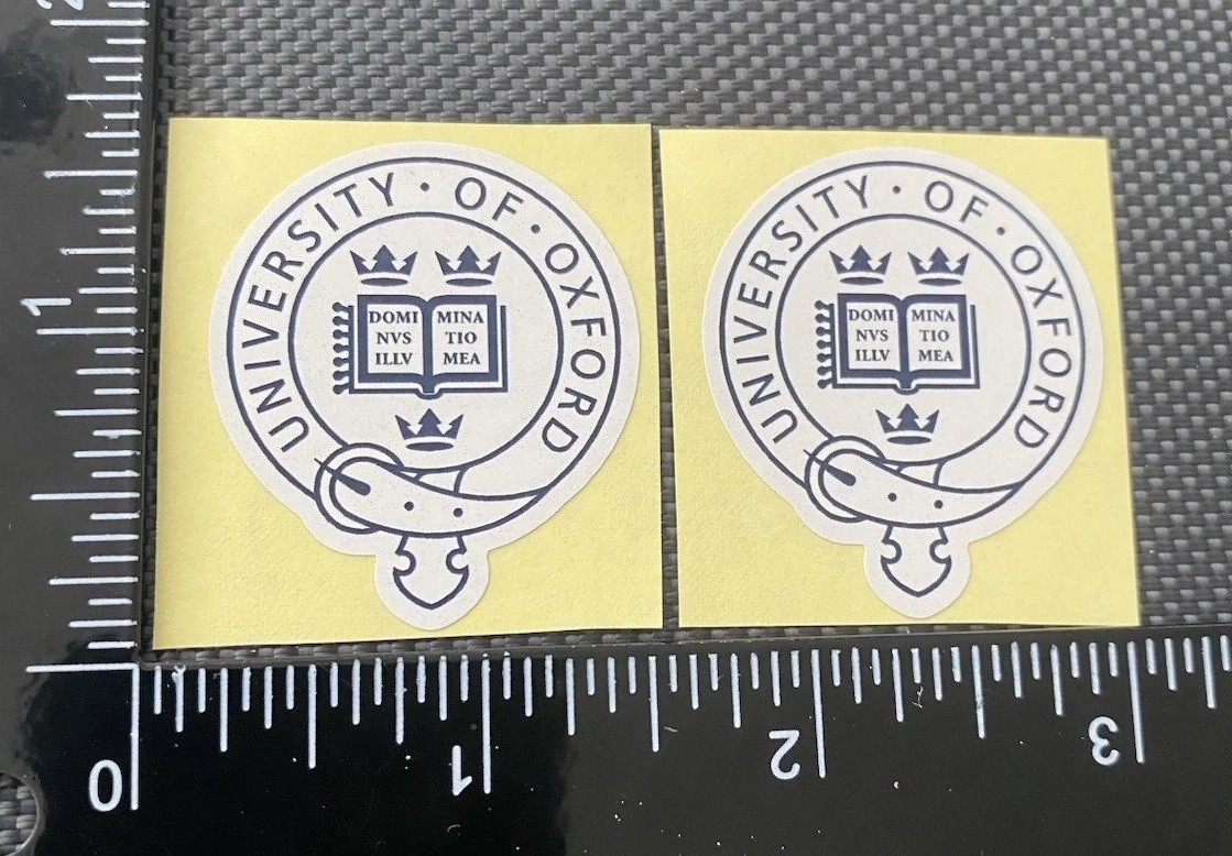 Lot Of 2 University Of Oxford Sticker For Water Bottle Laptop Cell Car New