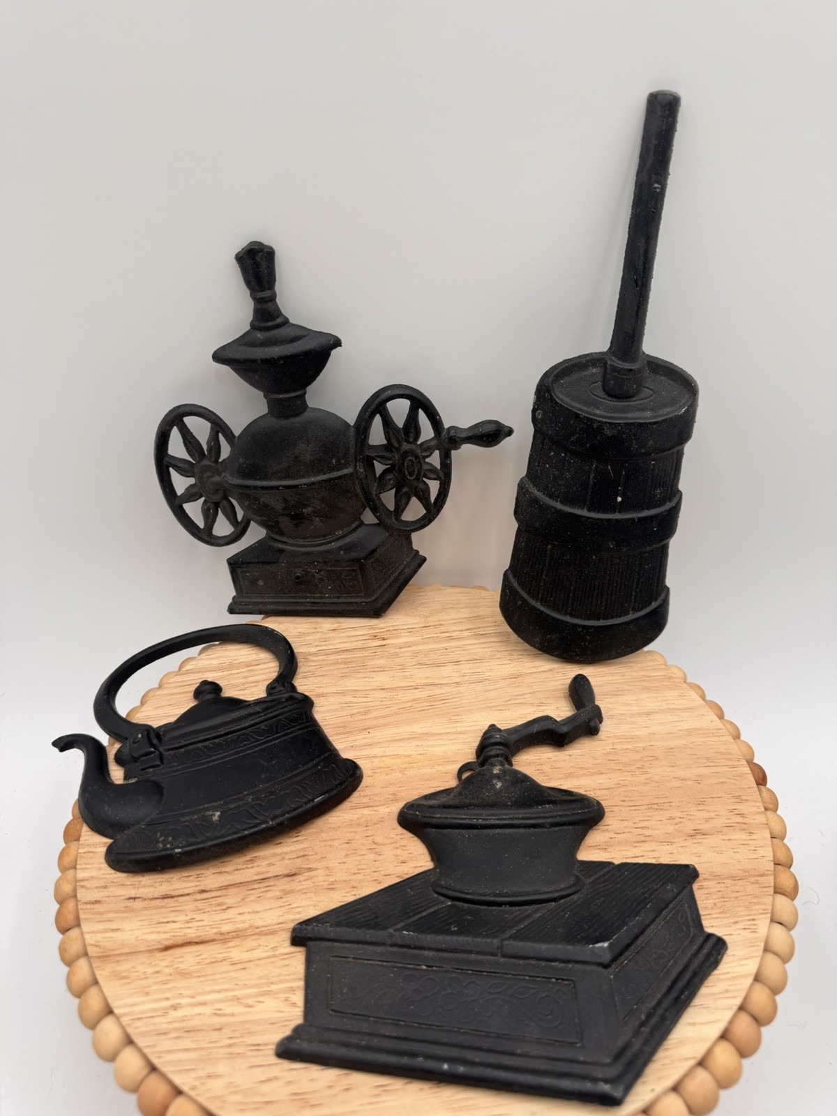 4 Vintage Sexton USA Cast Metal Kitchen Wall Plaques Black